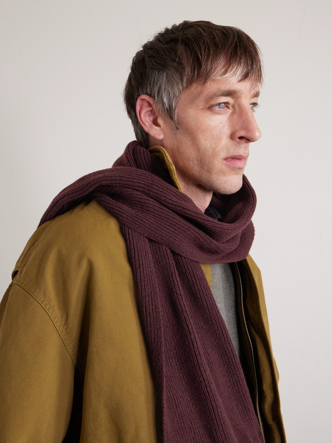 William Lockie Ribbed Cashmere Scarf In Burgundy