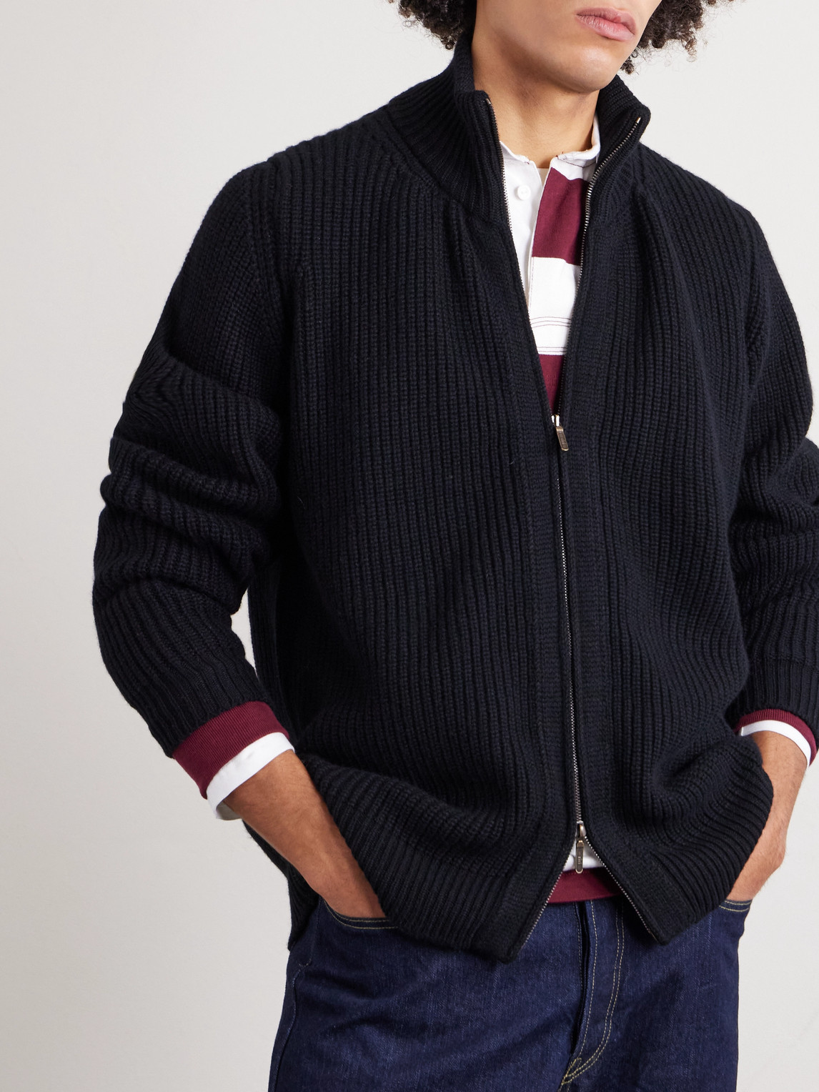 William Lockie - Zack Ribbed Cashmere Cardigan - Men - Black - S 