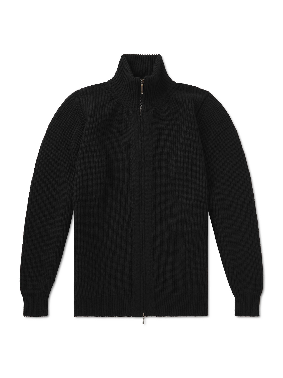 William Lockie Zack Ribbed Cashmere Cardigan In Black