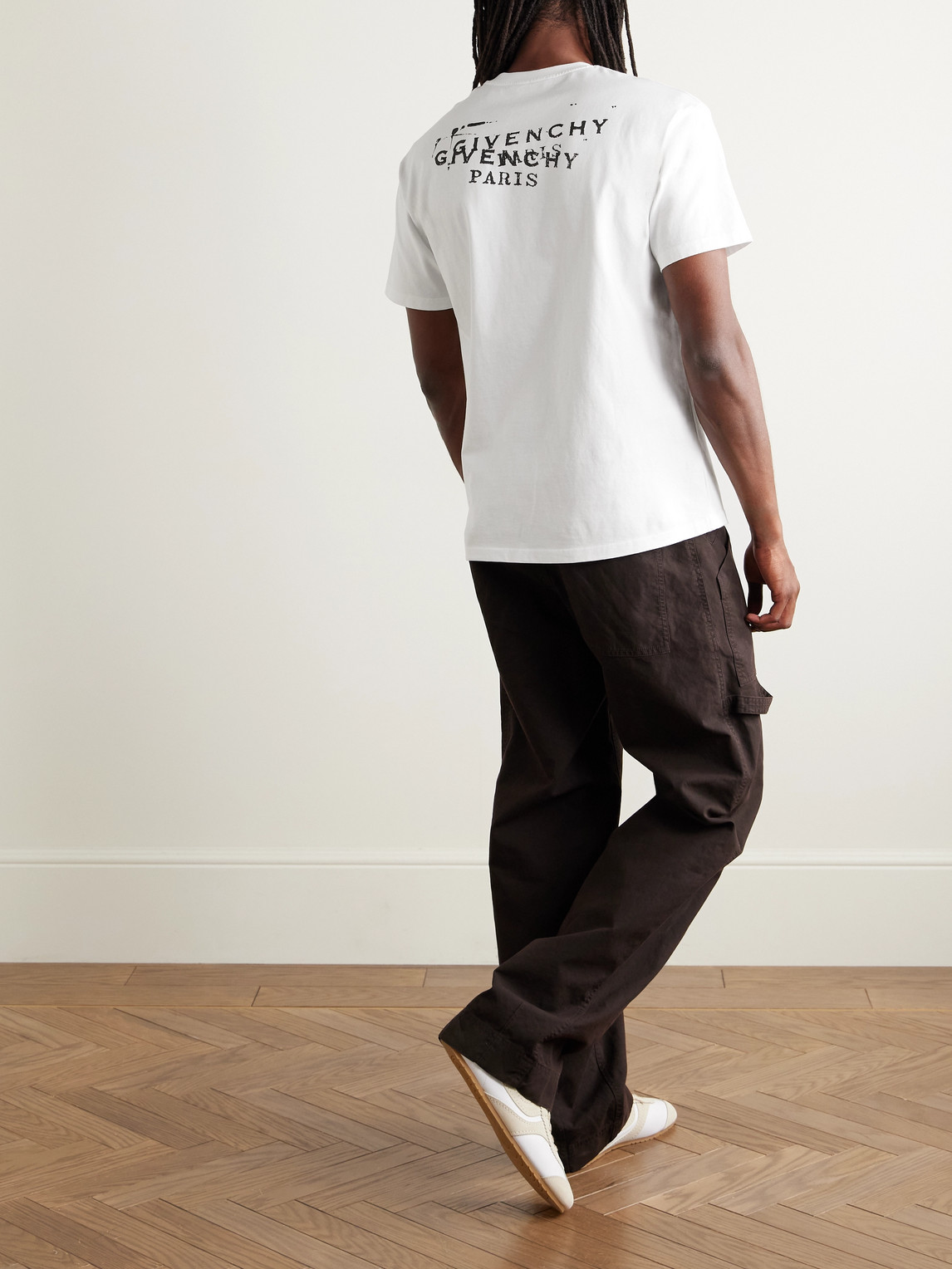 Givenchy Men White Crew Neck T-shirt With Logo On Front And Back In Cotton Man In Purple