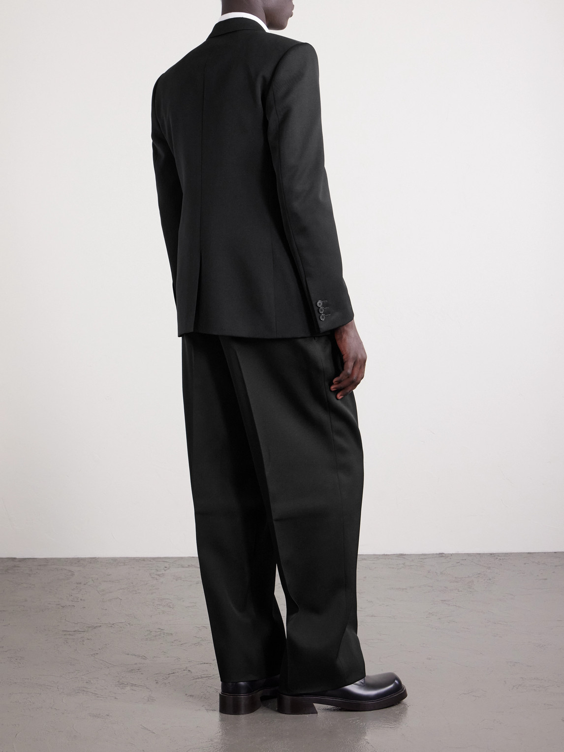 Givenchy Straight-leg Pleated Grain De Poudre Wool Trousers In Black