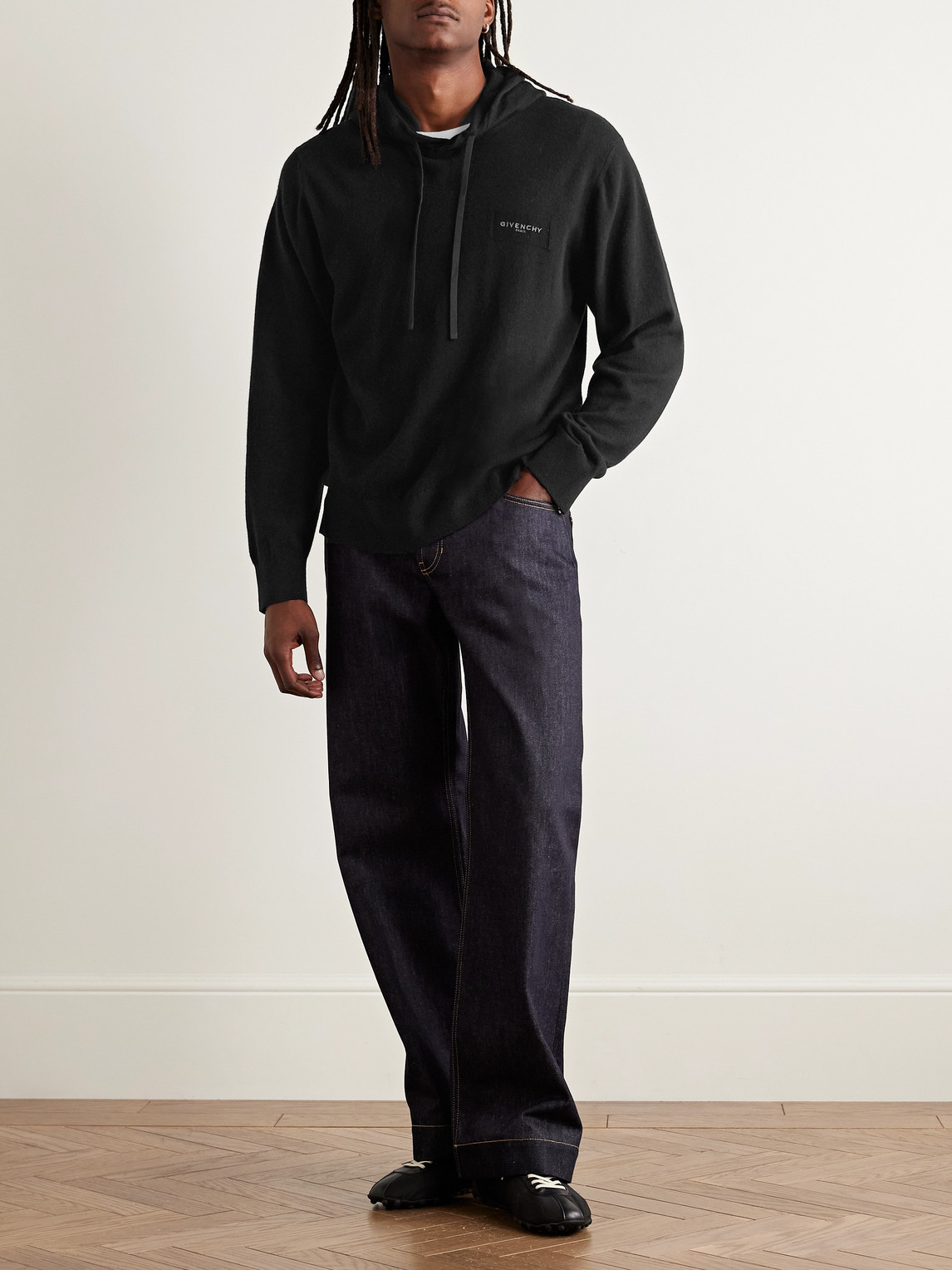 Givenchy Couture Seam Fleece Hoodie With Paris Embroidery Clothing In Black