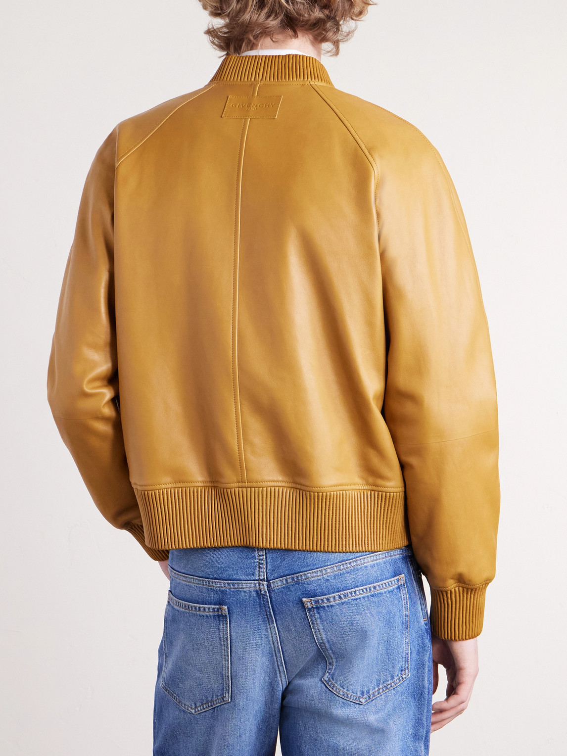 Givenchy Leather Blouson Jacket In Brown