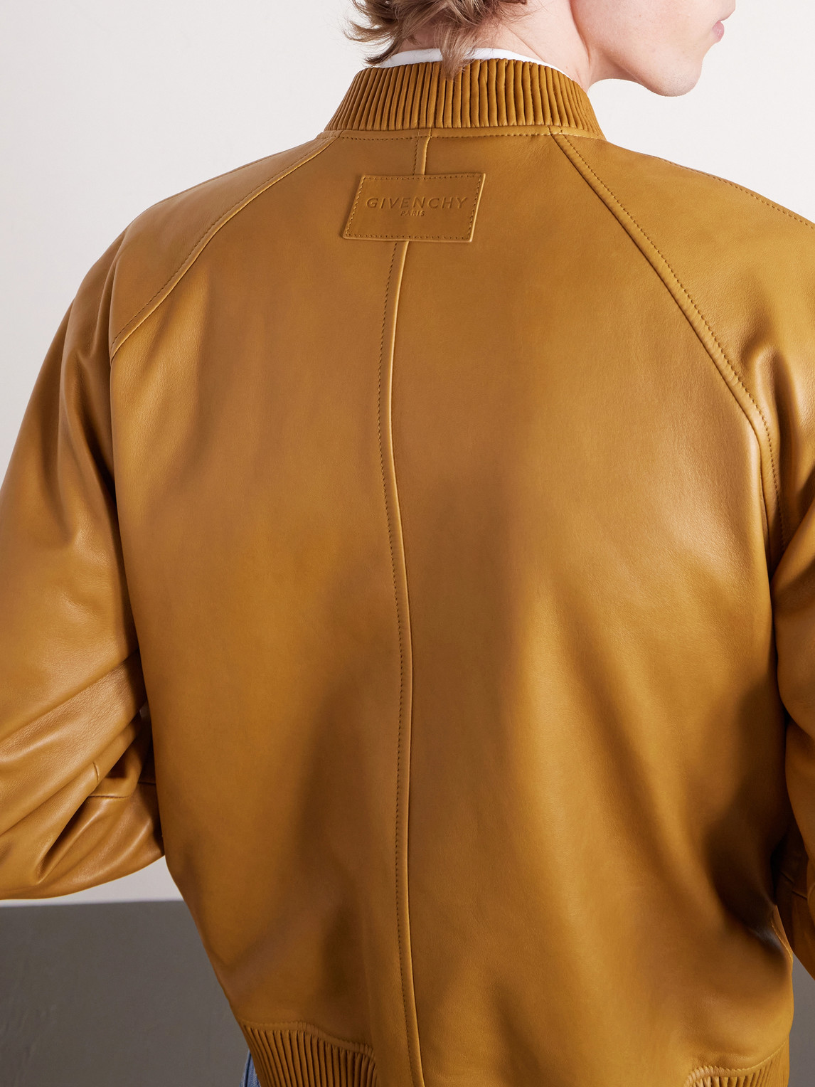 Givenchy Leather Blouson Jacket In Brown