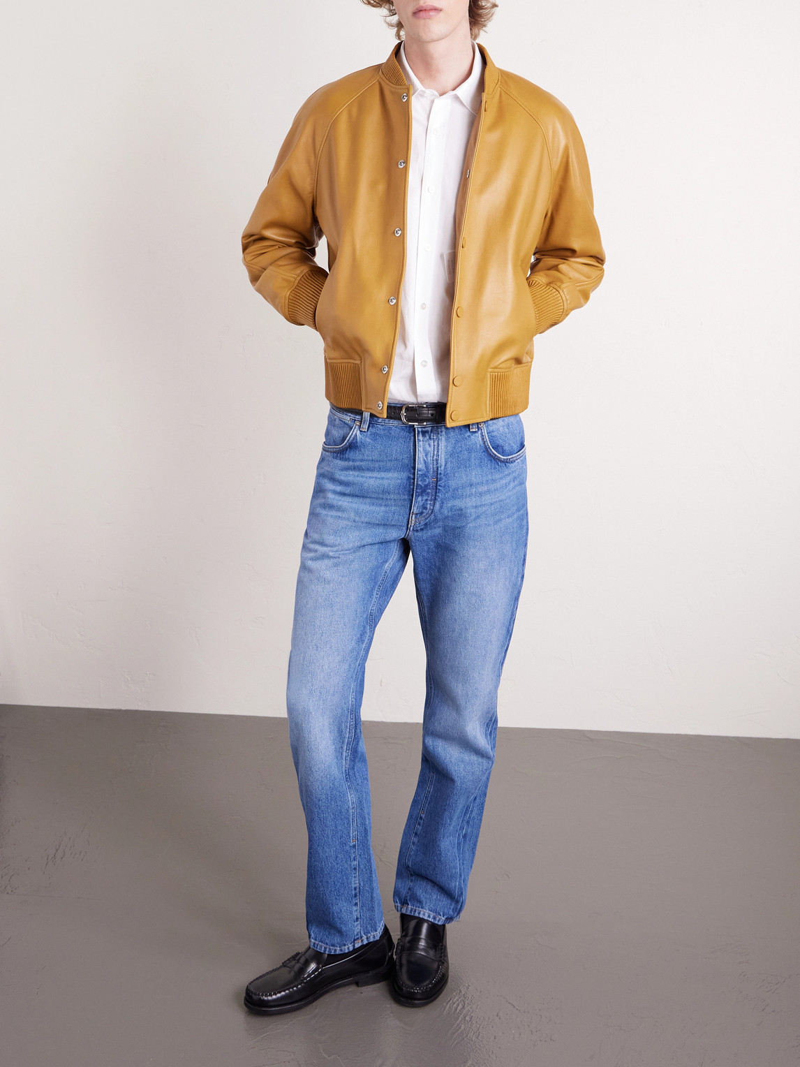 Givenchy Leather Blouson Jacket In Brown