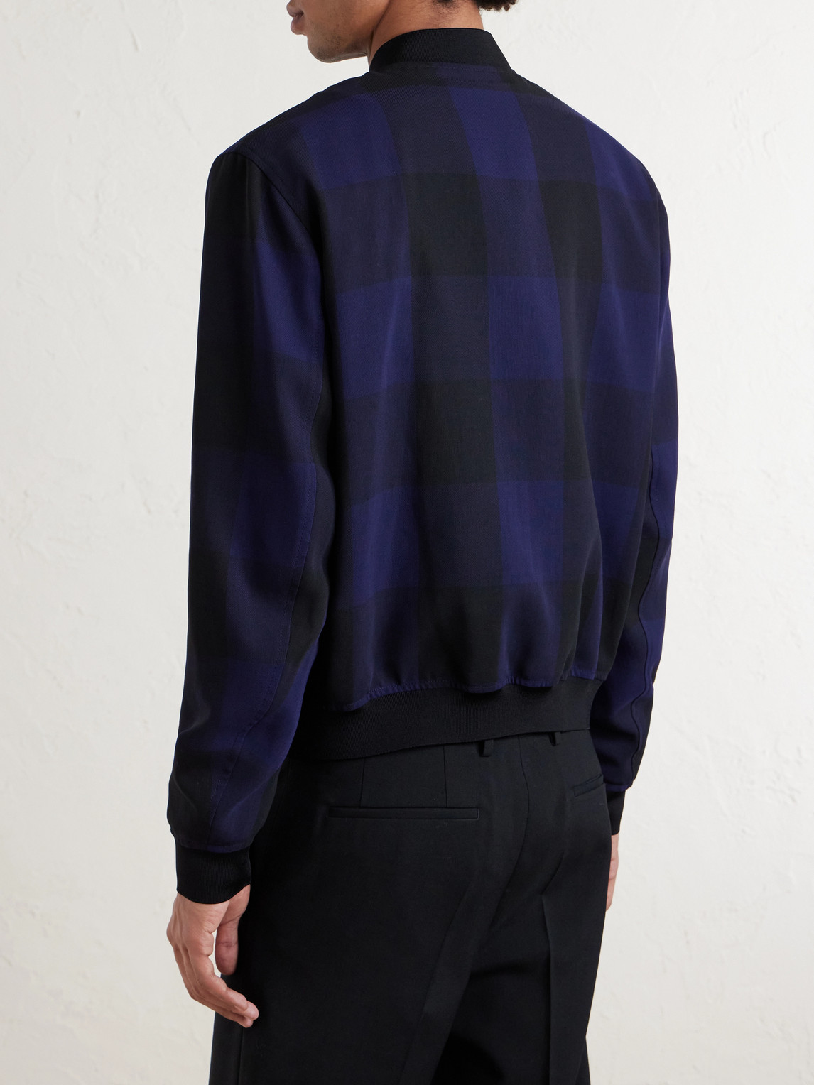 Givenchy Checked Twill Varsity Jacket In Blue