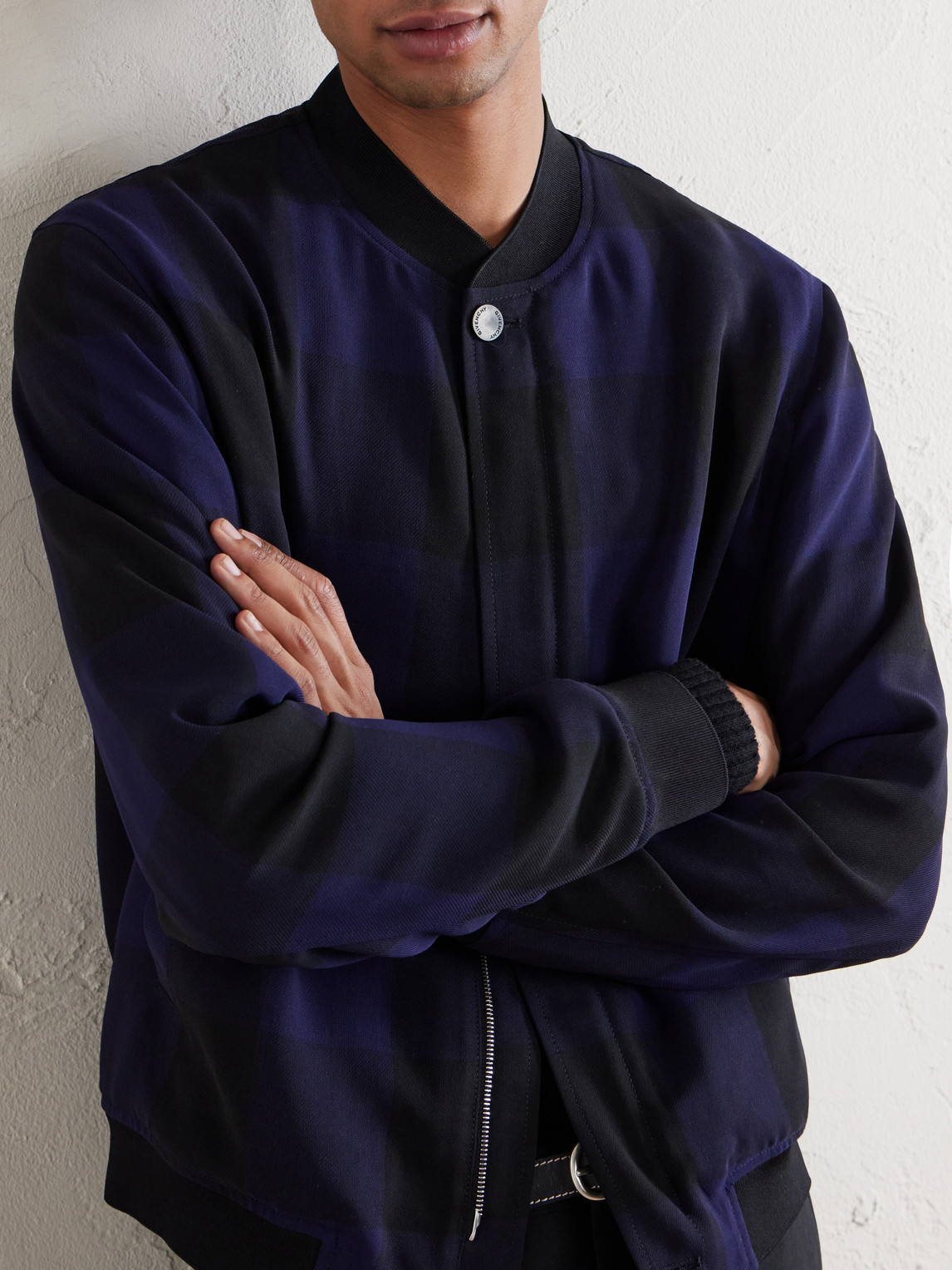 Givenchy Checked Twill Varsity Jacket In Blue