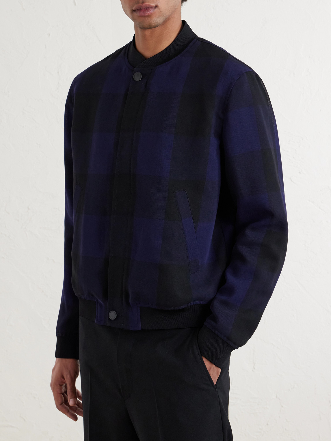 Givenchy Checked Twill Varsity Jacket In Blue