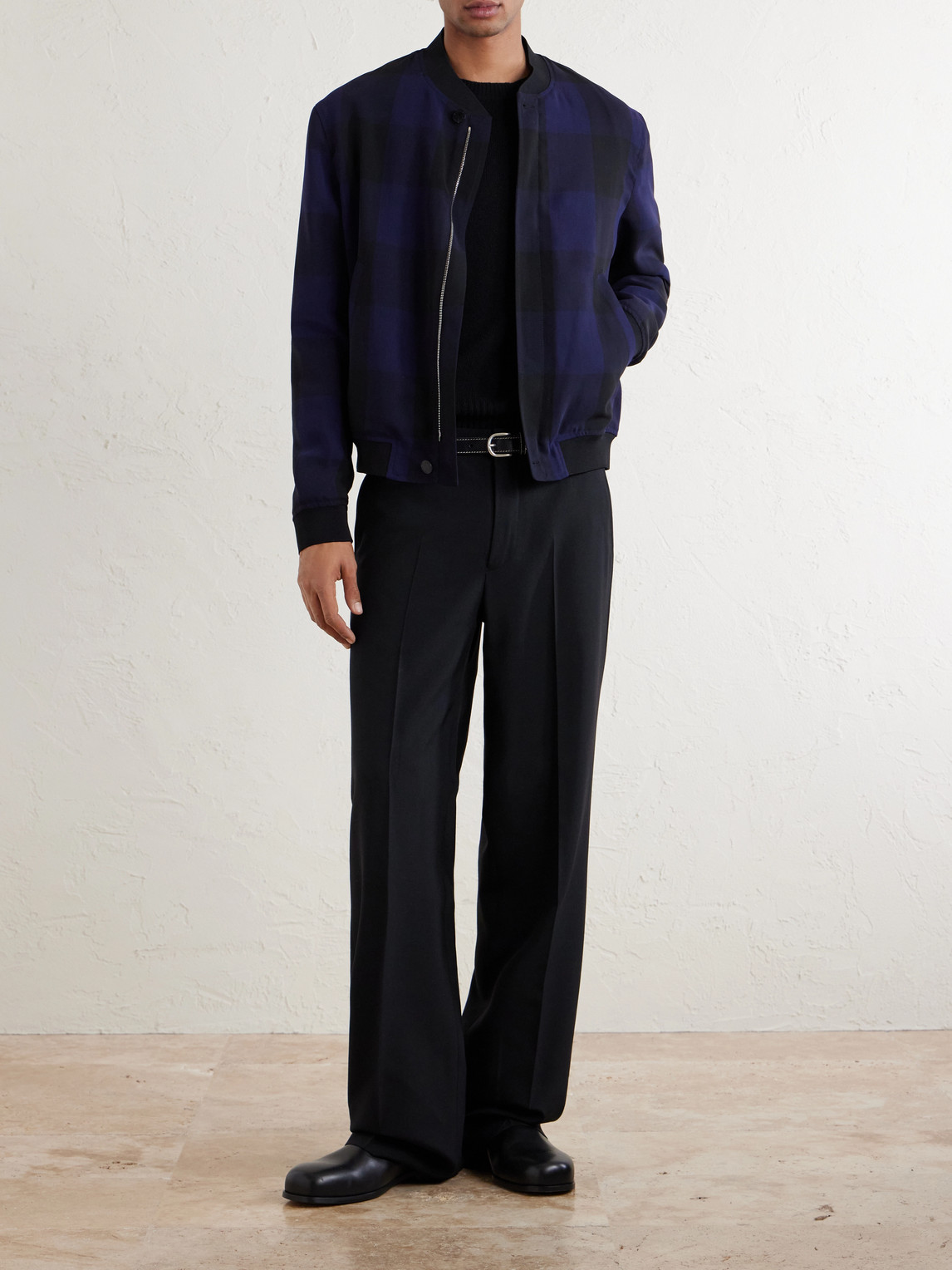 Givenchy Checked Twill Varsity Jacket In Blue