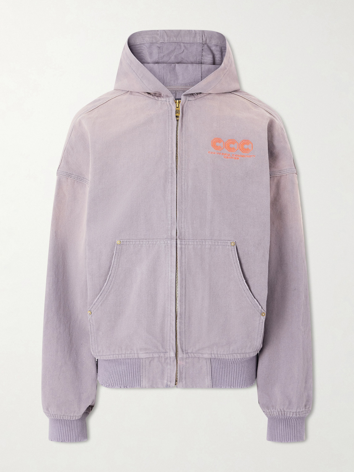 Willy Chavarria Juggernaut Logo-Embroidered Denim Zip-Up Hoodieen