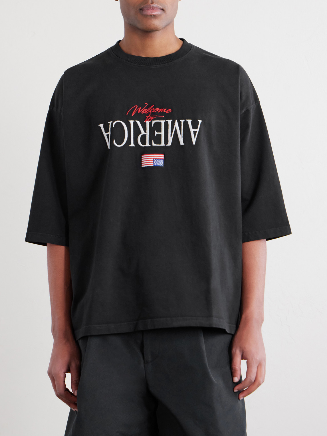 Welcome To America Logo-Embroidered Cotton-Jersey T-Shirt