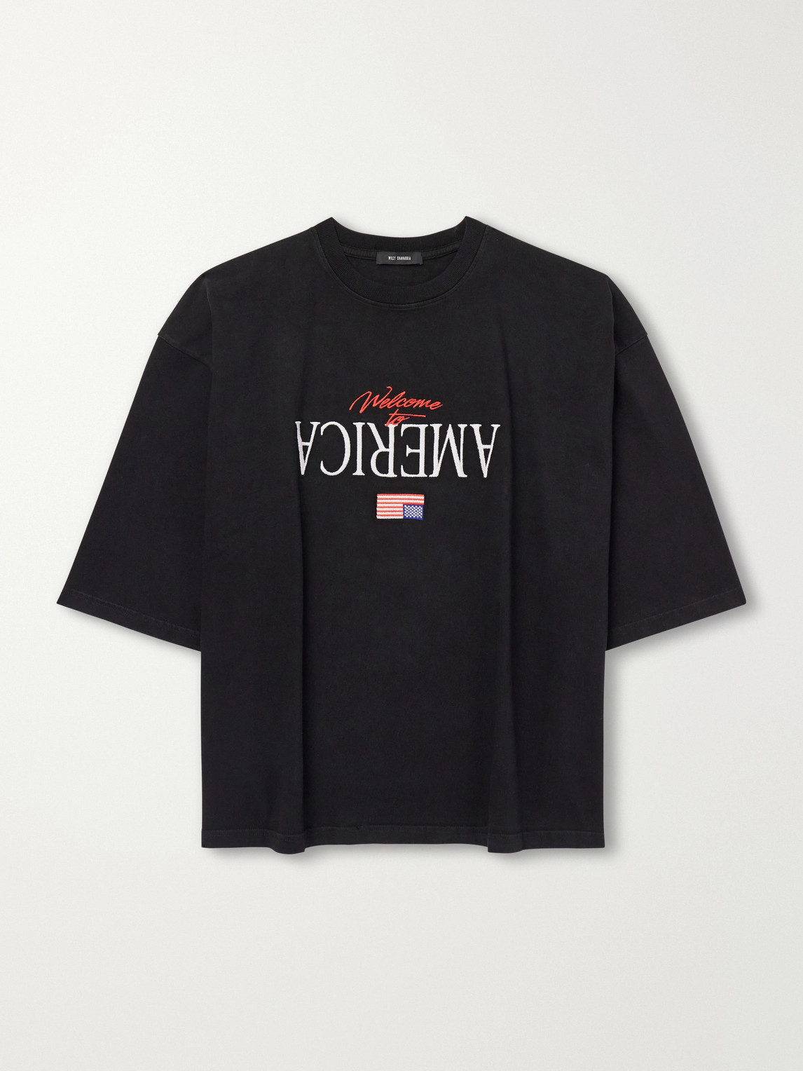 Willy Chavarria Welcome To America Logo-Embroidered Cotton-Jersey T-Shirten