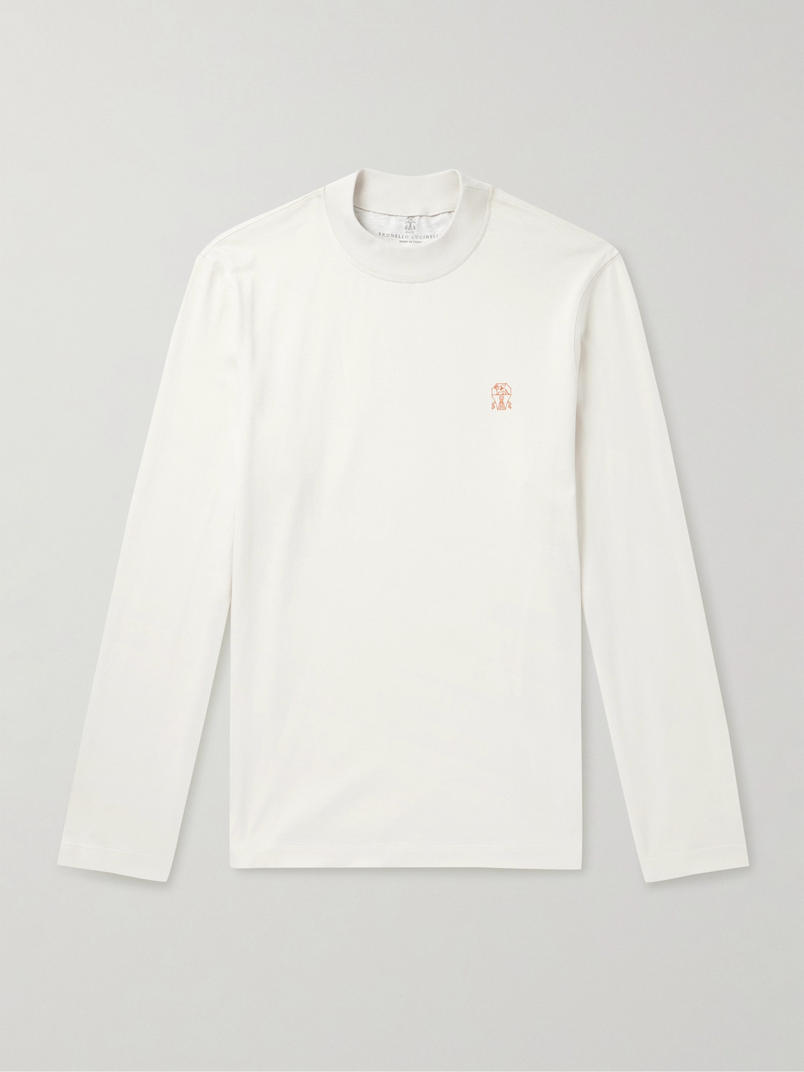 Brunello Cucinelli Logo-Print Cotton-Jersey Mock-Neck T-hirt - Men