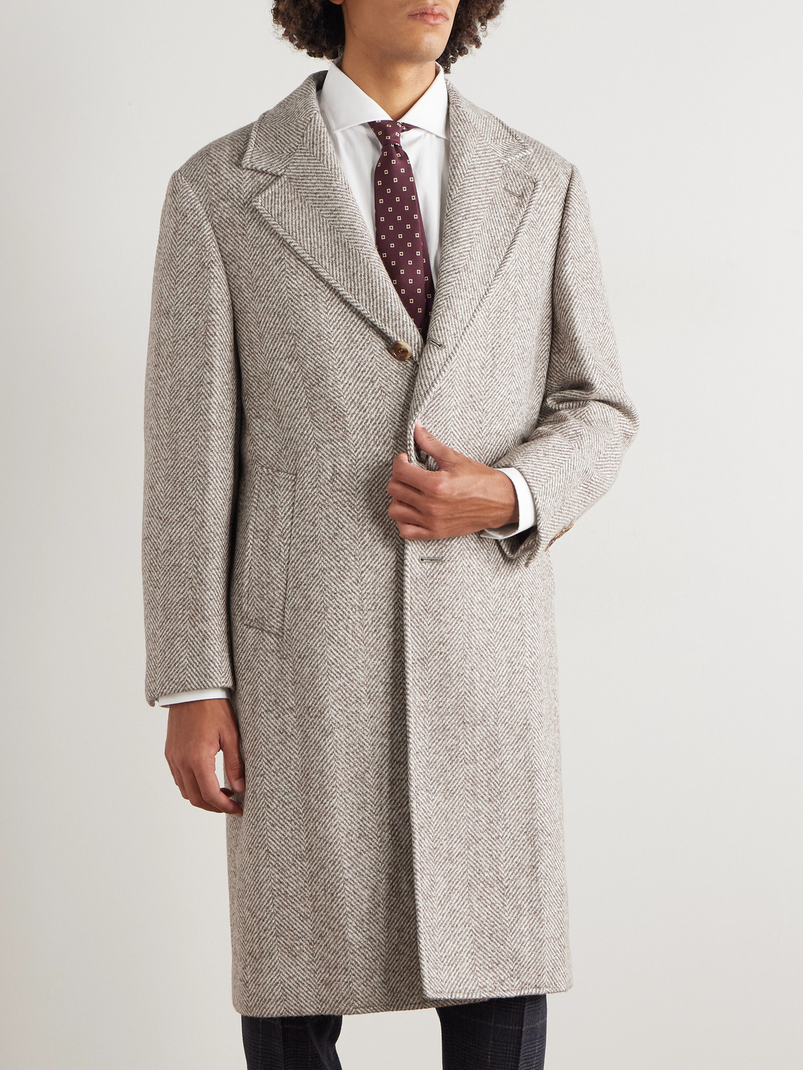  Brunello Cucinelli - Heringbone Woven Coat - Men - Neutrals - It 48 