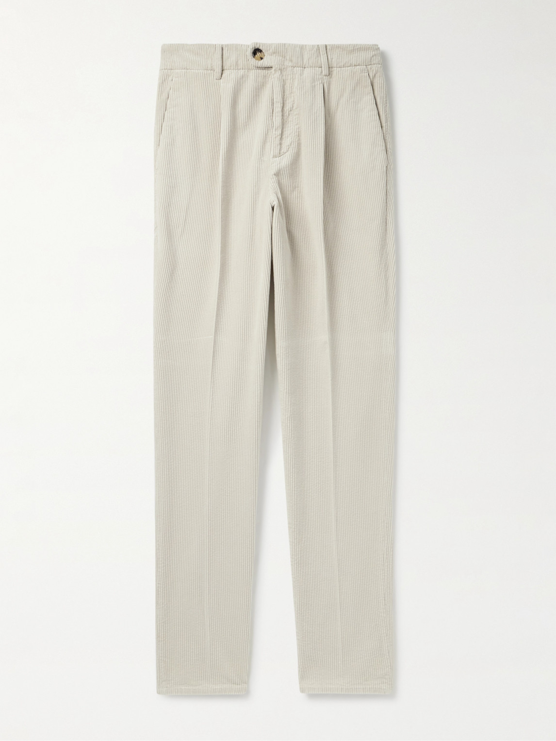 Brunello Cucinelli Straight-Leg Pleated Cotton-Corduroy Trousers - Men