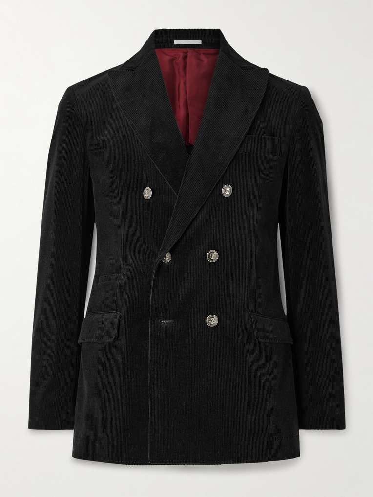 Brunello Cucinelli — Double-Breasted Cotton-Blend Corduroy Suit Jacket