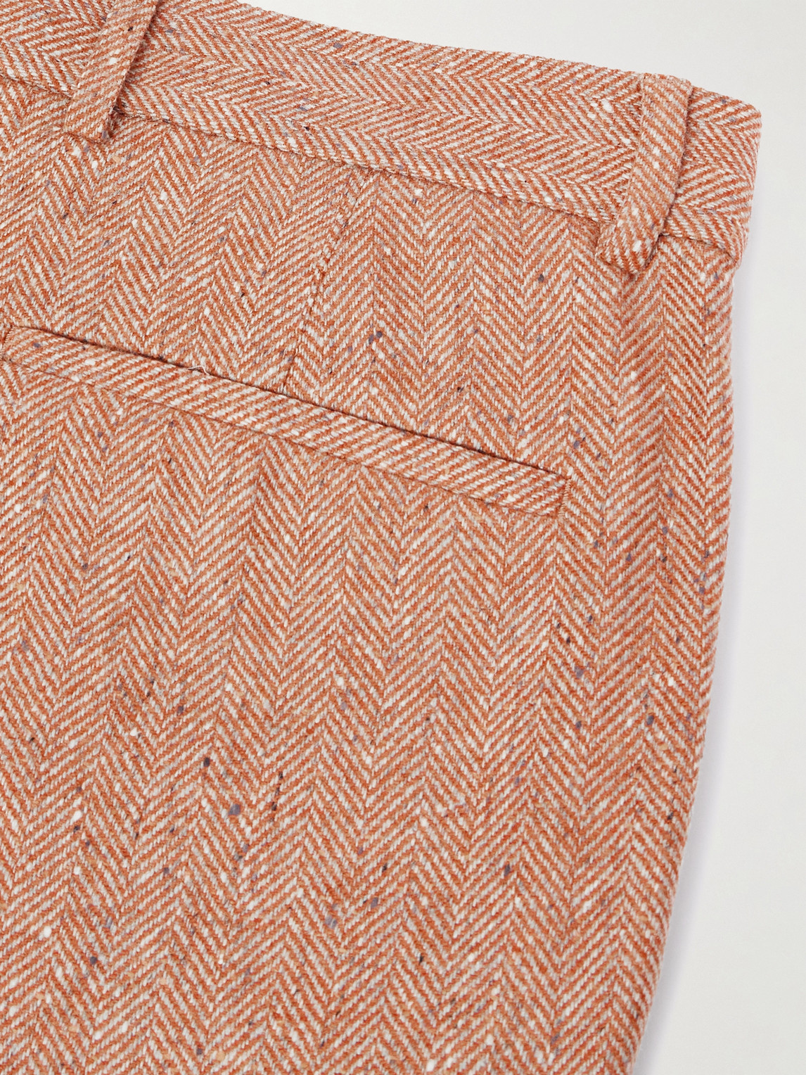  Brunello Cucinelli - Straight-leg Pleated Herringbone Wool And Cashmere-blend Trousers - Men - Orange - It 46 