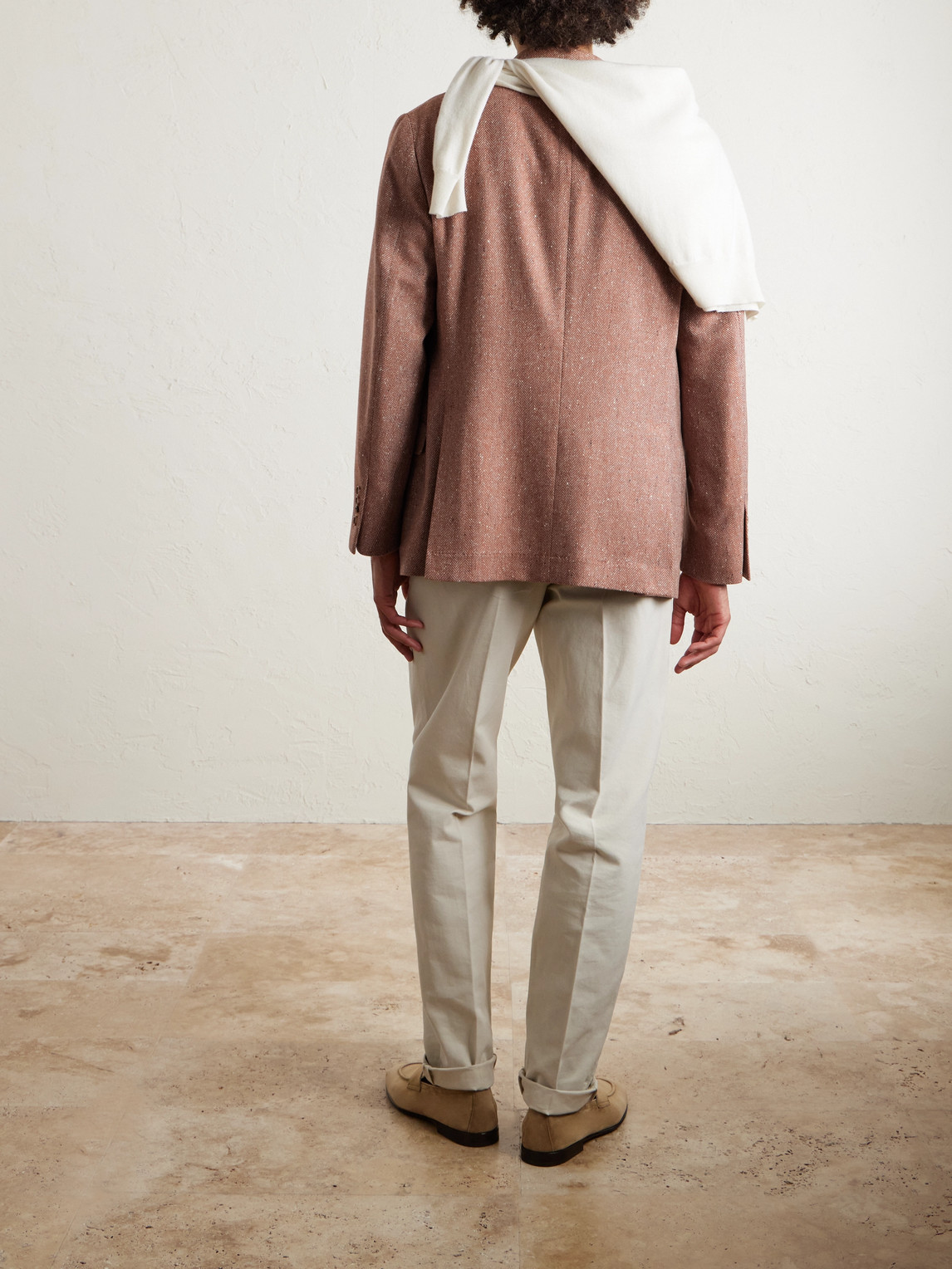  Brunello Cucinelli - Herringbone Wool And Cashmere-blend Blazer - Men - Neutrals - It 46 