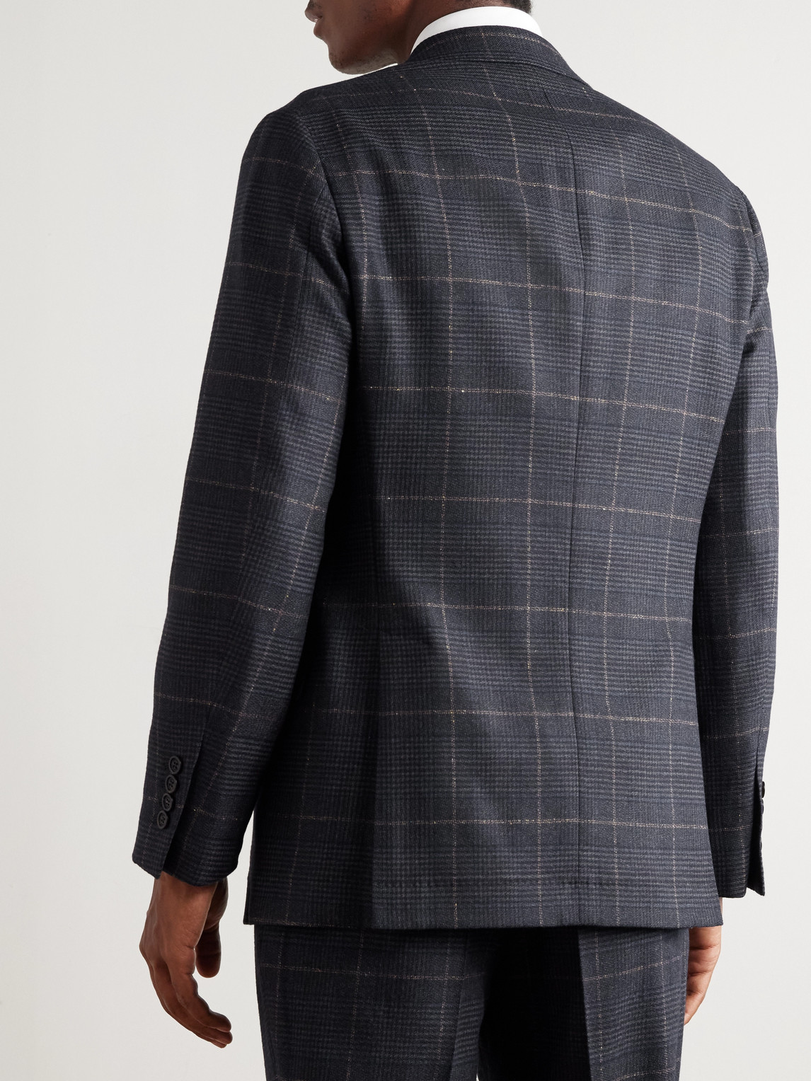  Brunello Cucinelli - Checked Double-breasted Cashmere And Virgin Wool-blend Suit Jacket - Men - Gray - It 46 