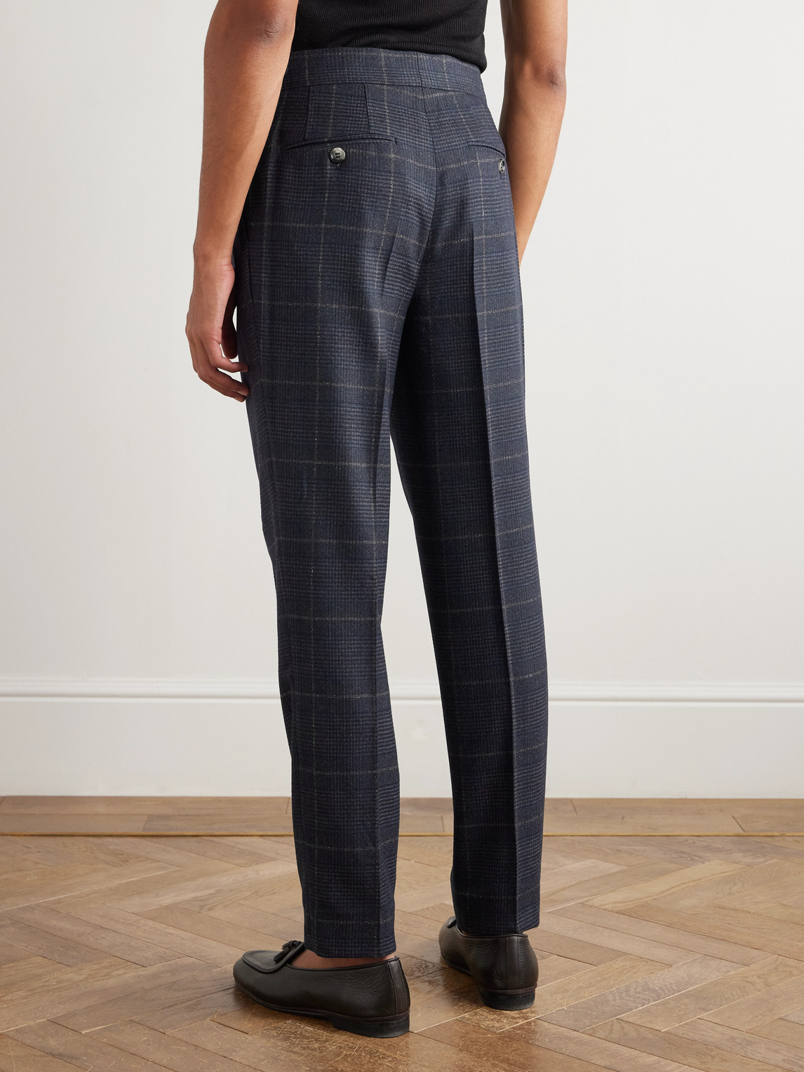  Brunello Cucinelli - Straight-leg Checked Cashmere And Wool-blend Suit Trousers - Men - Blue - It 52 