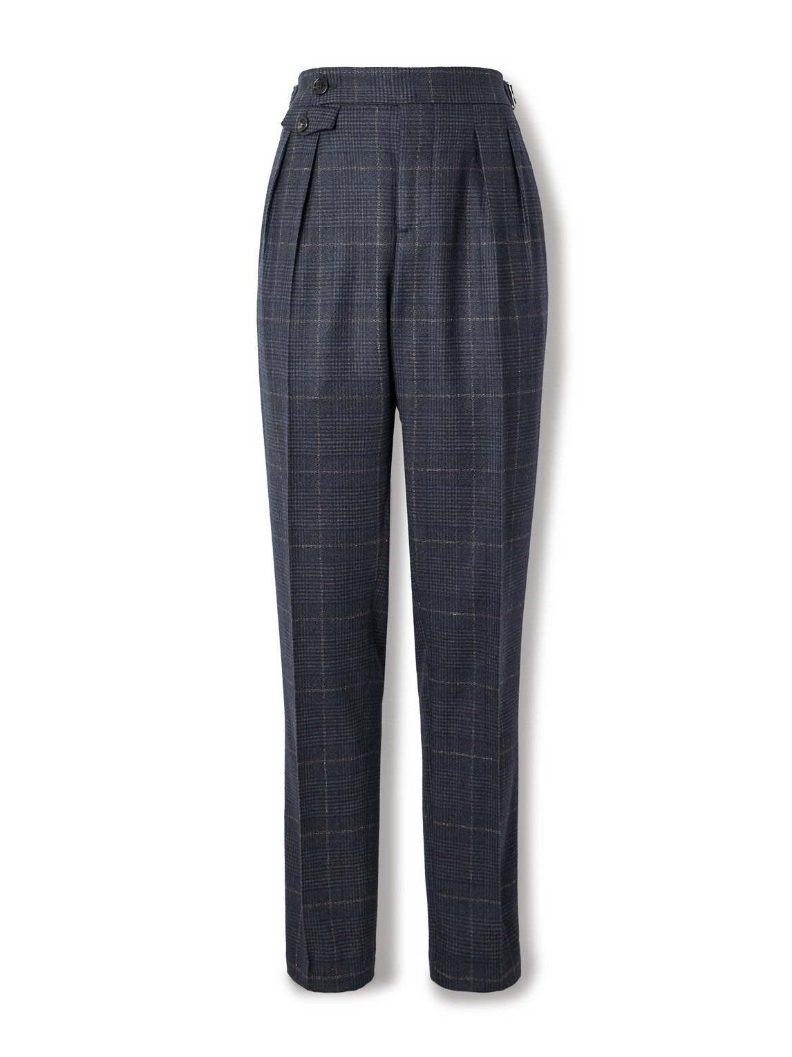 Brunello Cucinelli Straight-leg Checked Cashmere And Wool-blend Suit Trousers In Blue