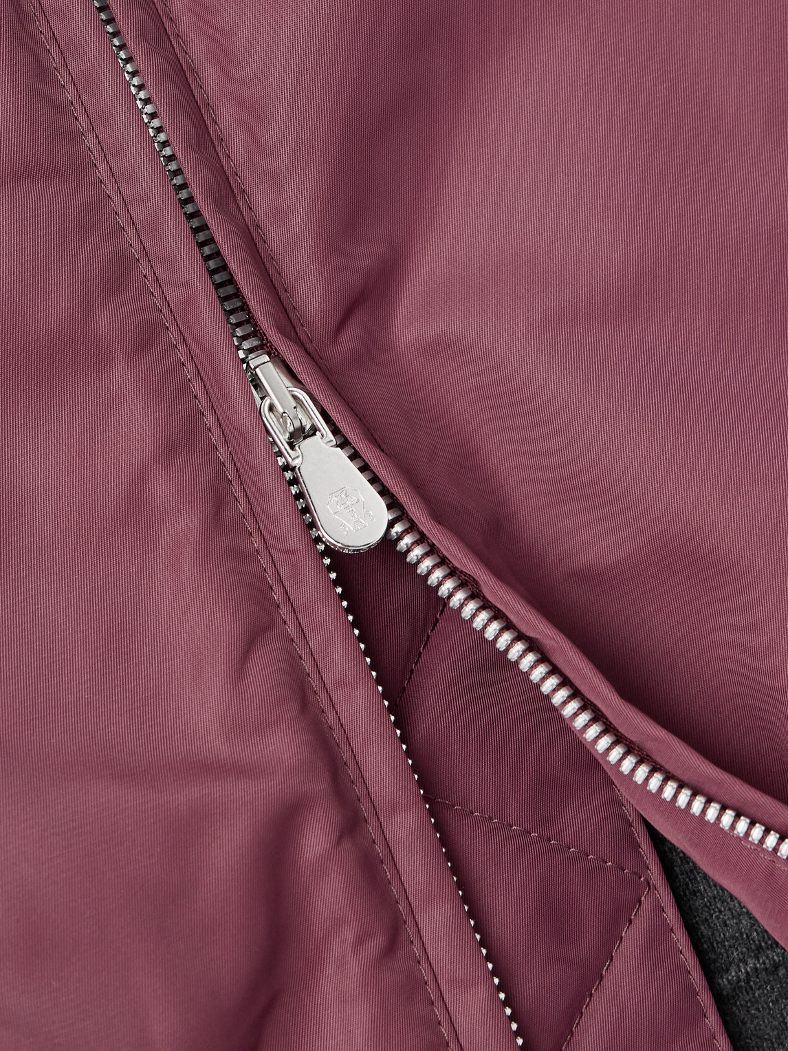 Brunello Cucinelli Padded Cashmere-trimmed Shell Bomber Jacket In Burgundy