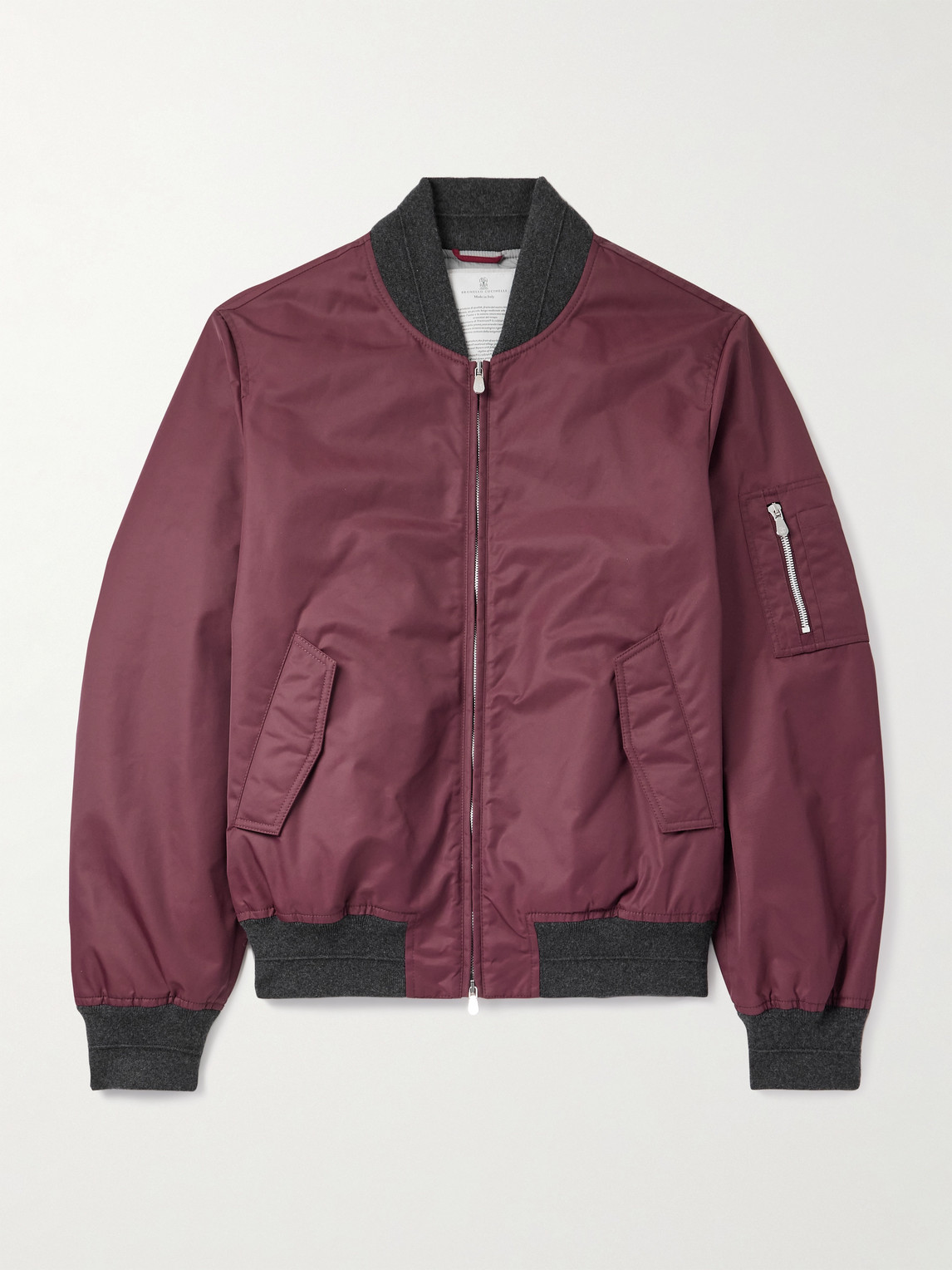 Brunello Cucinelli Padded Cashmere-Trimmed Shell Bomber Jacket - Men