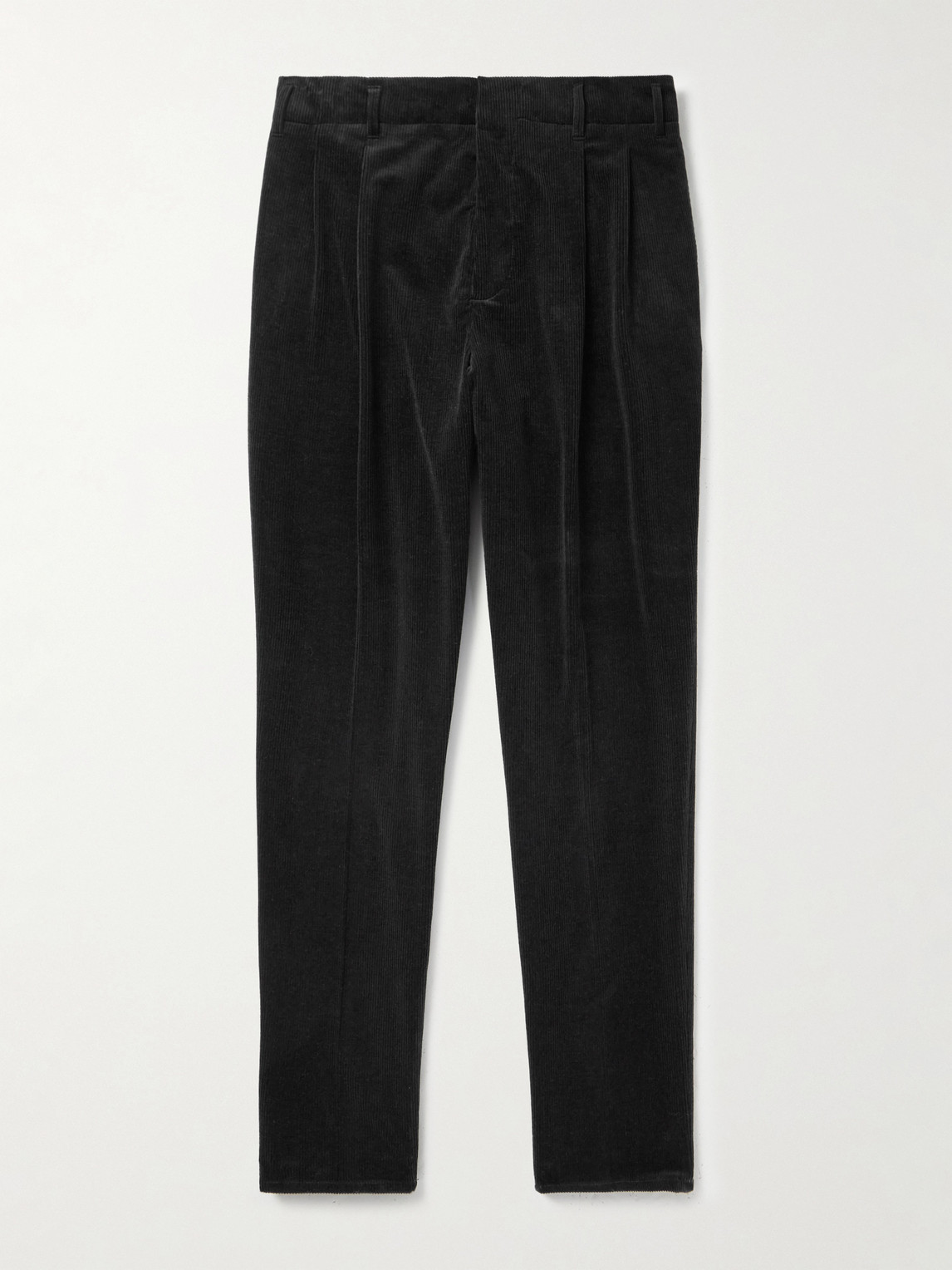 Brunello Cucinelli Tapered Pleated Stretch Cotton and Cashmere-Blend Corduroy Trousers - Men
