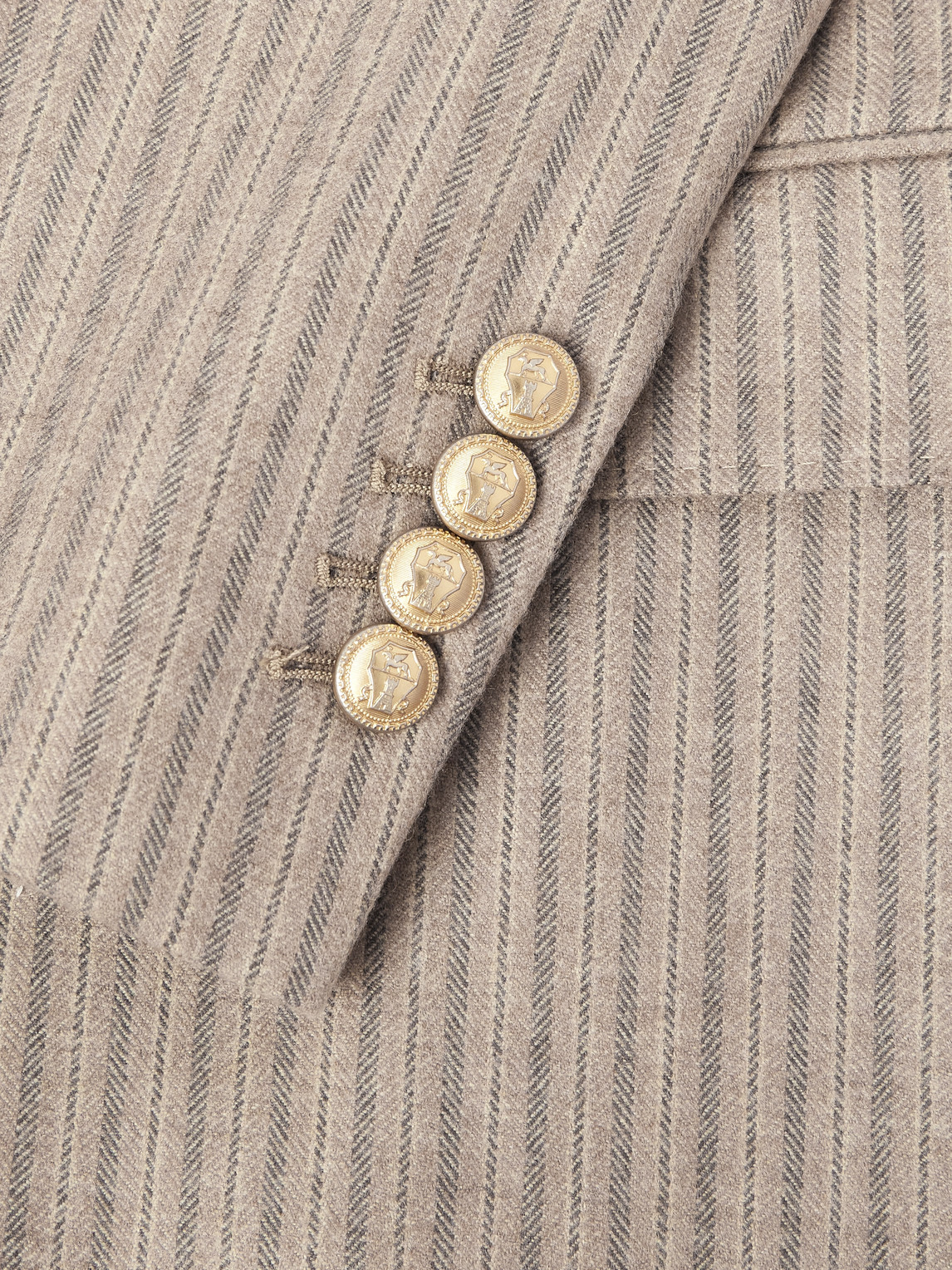 Brunello Cucinelli Striped Cashmere And Silk-blend Suit Jacket In Neutral