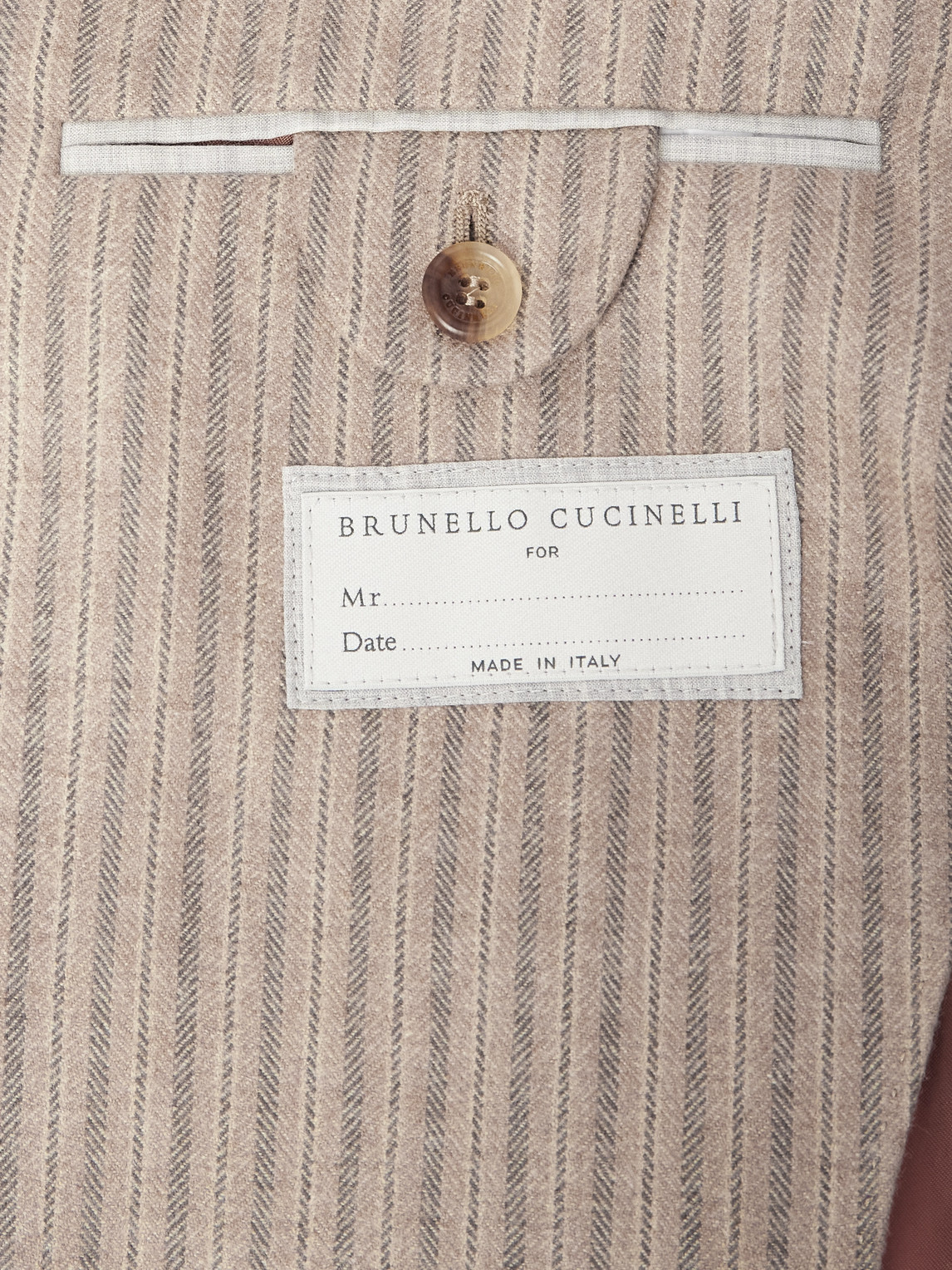 Brunello Cucinelli Striped Cashmere And Silk-blend Suit Jacket In Neutral