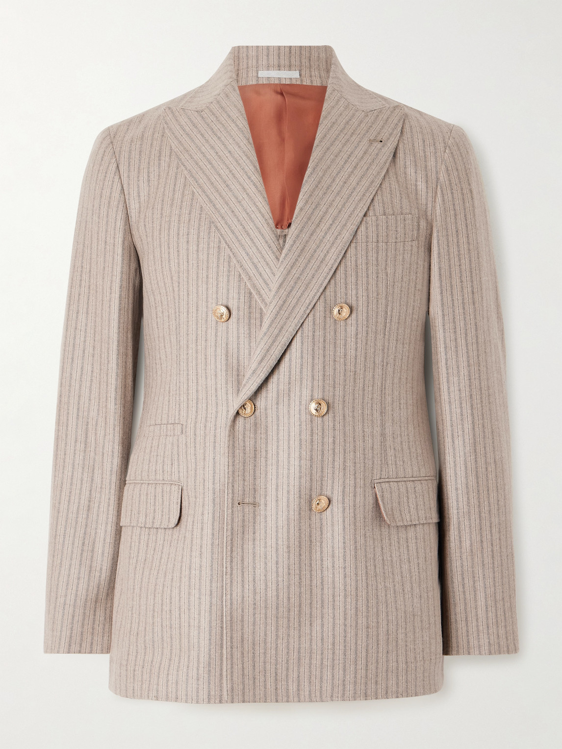Brunello Cucinelli Striped Cashmere and Silk-Blend Suit Jacket - Men