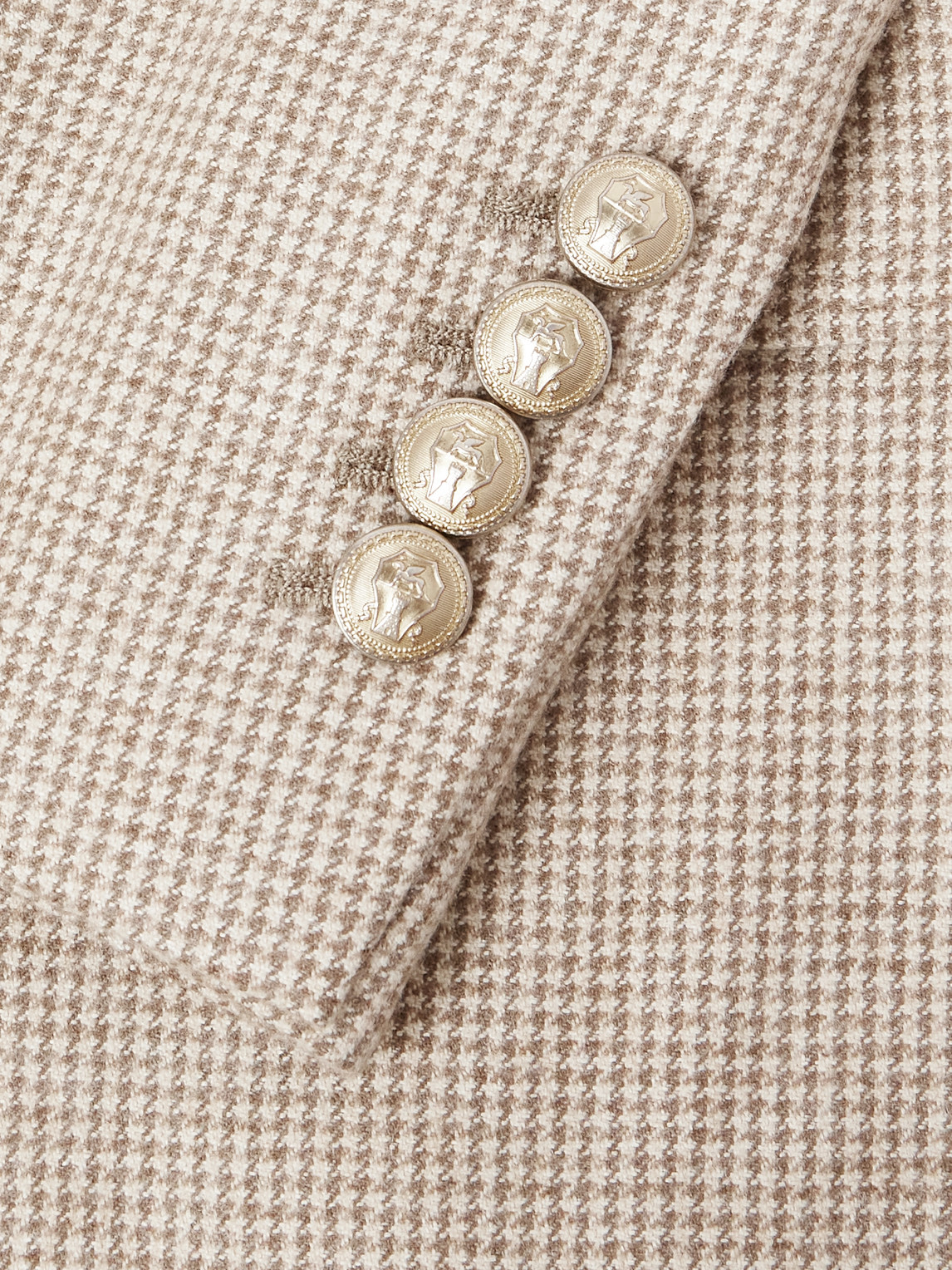 Brunello Cucinelli Double-breasted Puppytooth Cashmere And Silk-blend Suit Jacket In Neutral