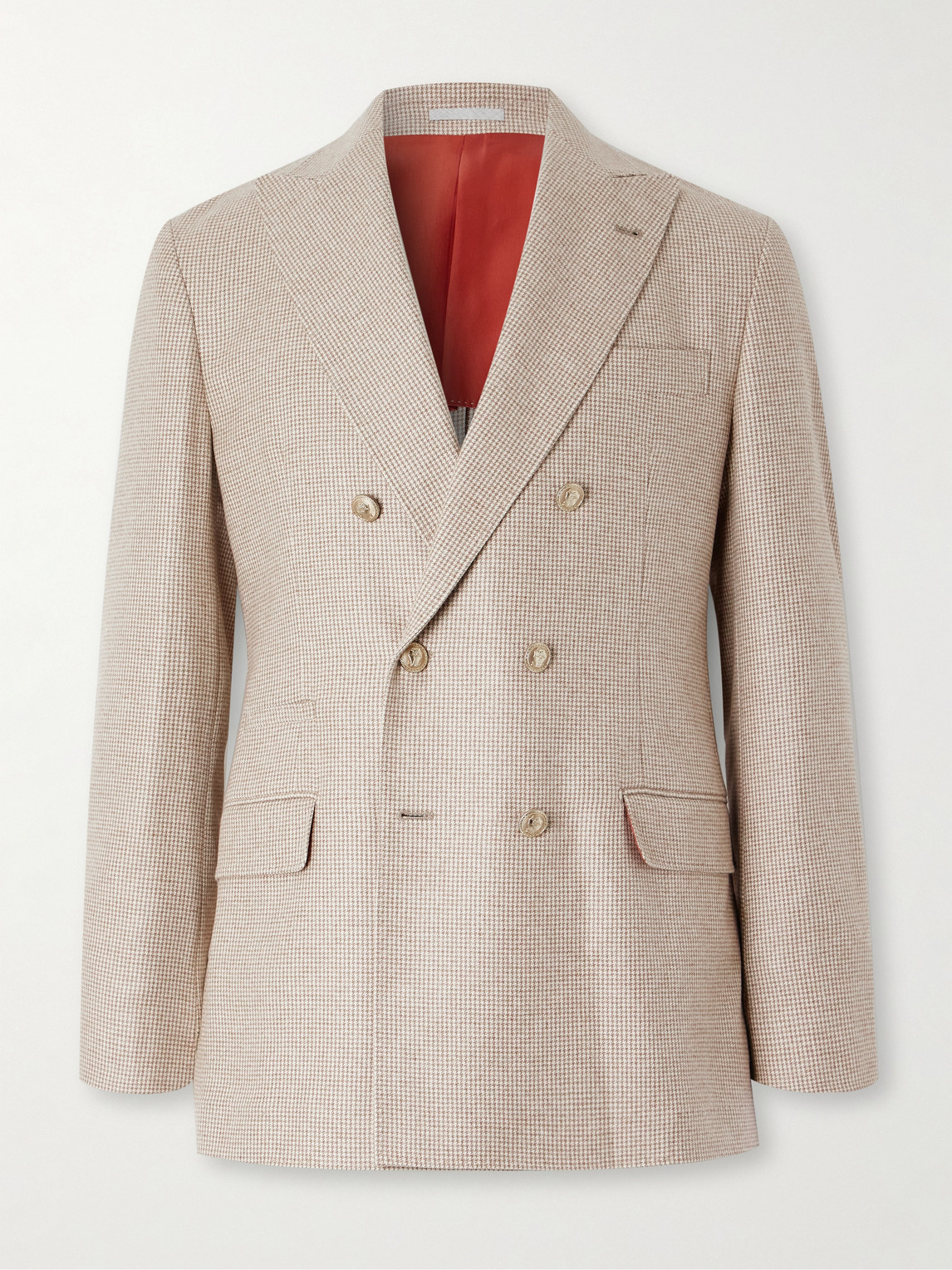 Brunello Cucinelli Double-Breasted Puppytooth Cashmere and Silk-Blend Suit Jacket - Men