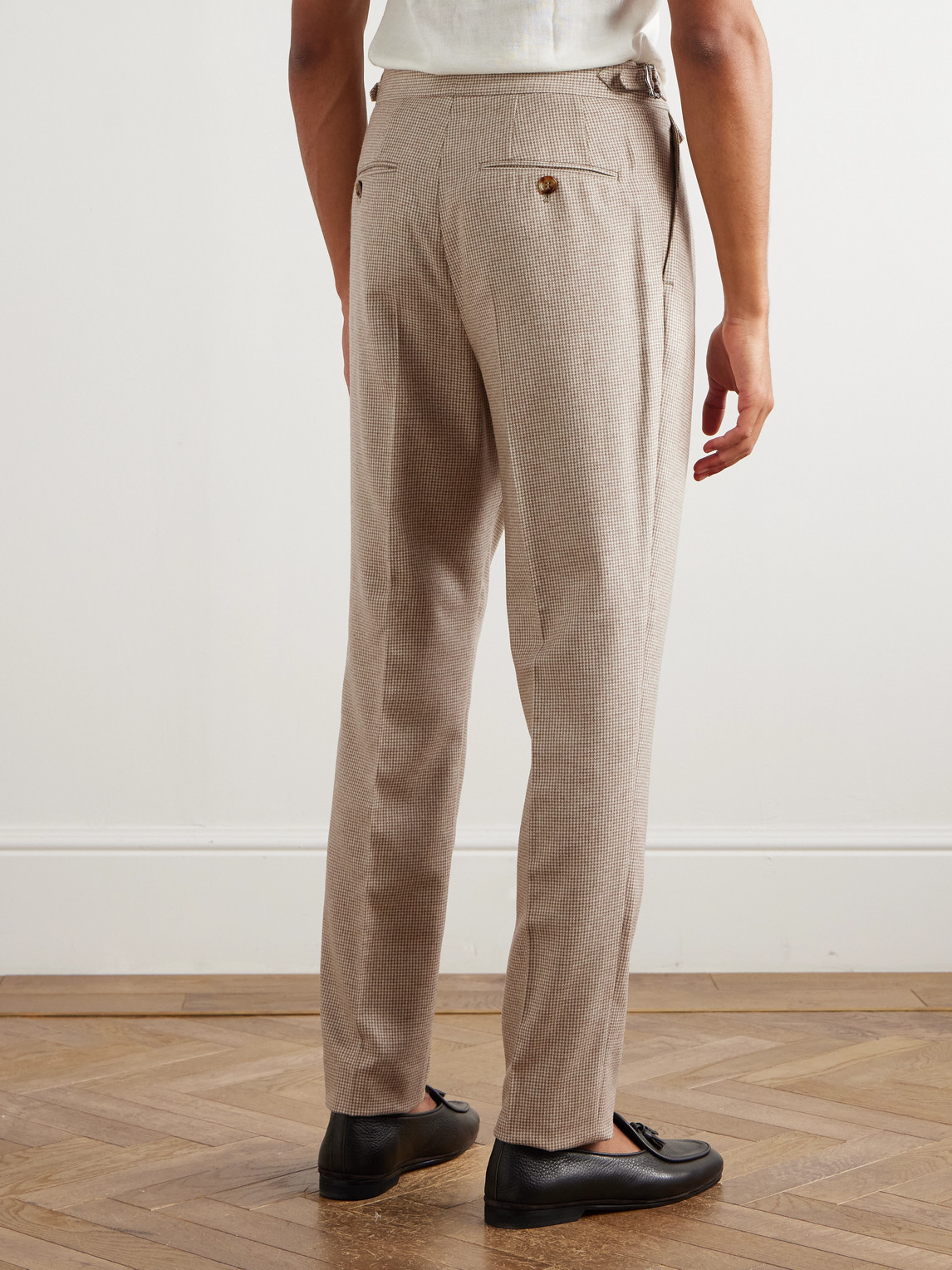  Brunello Cucinelli - Straight-leg Pleated Puppytooth Cashmere And Silk-blend Suit Trousers - Men - Neutrals - It 46 