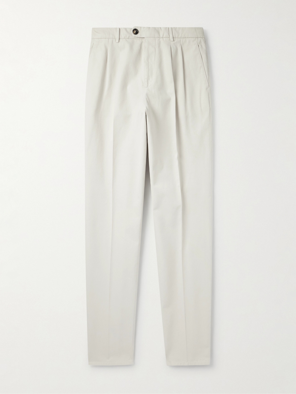 Brunello Cucinelli Straight-Leg Pleated Cotton Trousers - Men