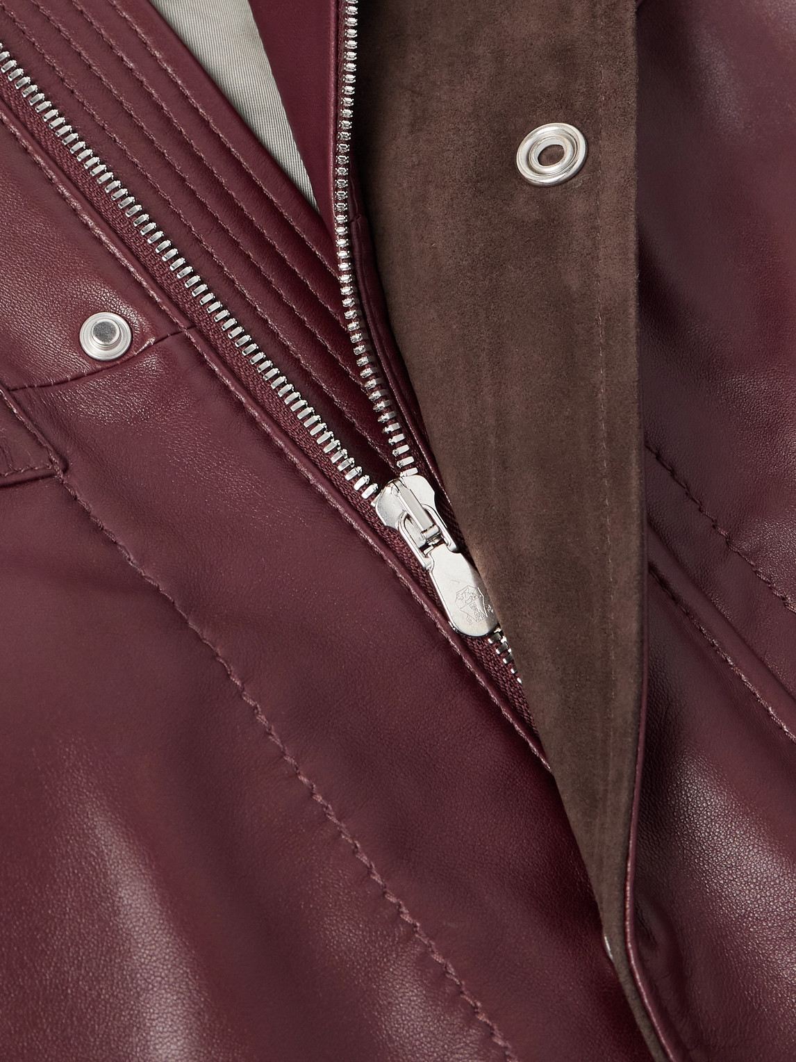 Brunello Cucinelli Padded Nubuck-trimmed Leather Field Jacket In Brown