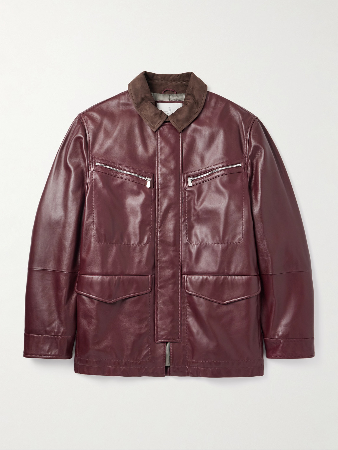 Brunello Cucinelli Padded Nubuck-Trimmed Leather Field Jacketen