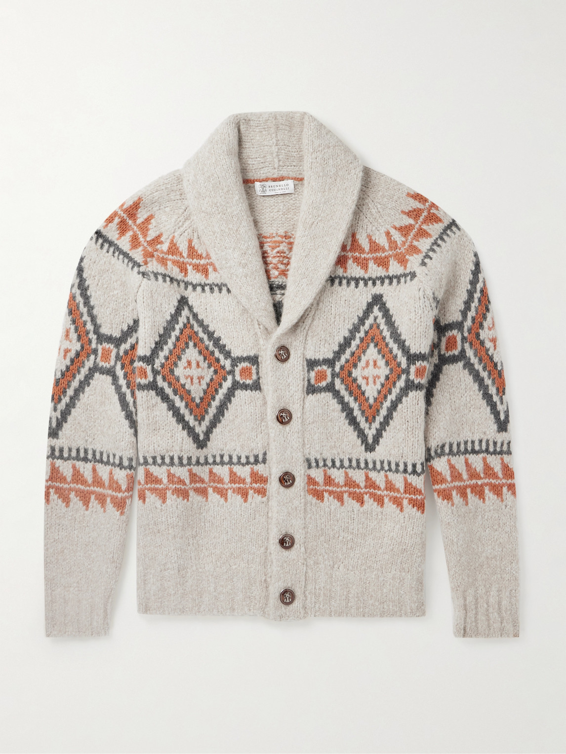 Brunello Cucinelli Shawl-Collar Jacquard-Knit Alpaca-Blend Cardigan - Men