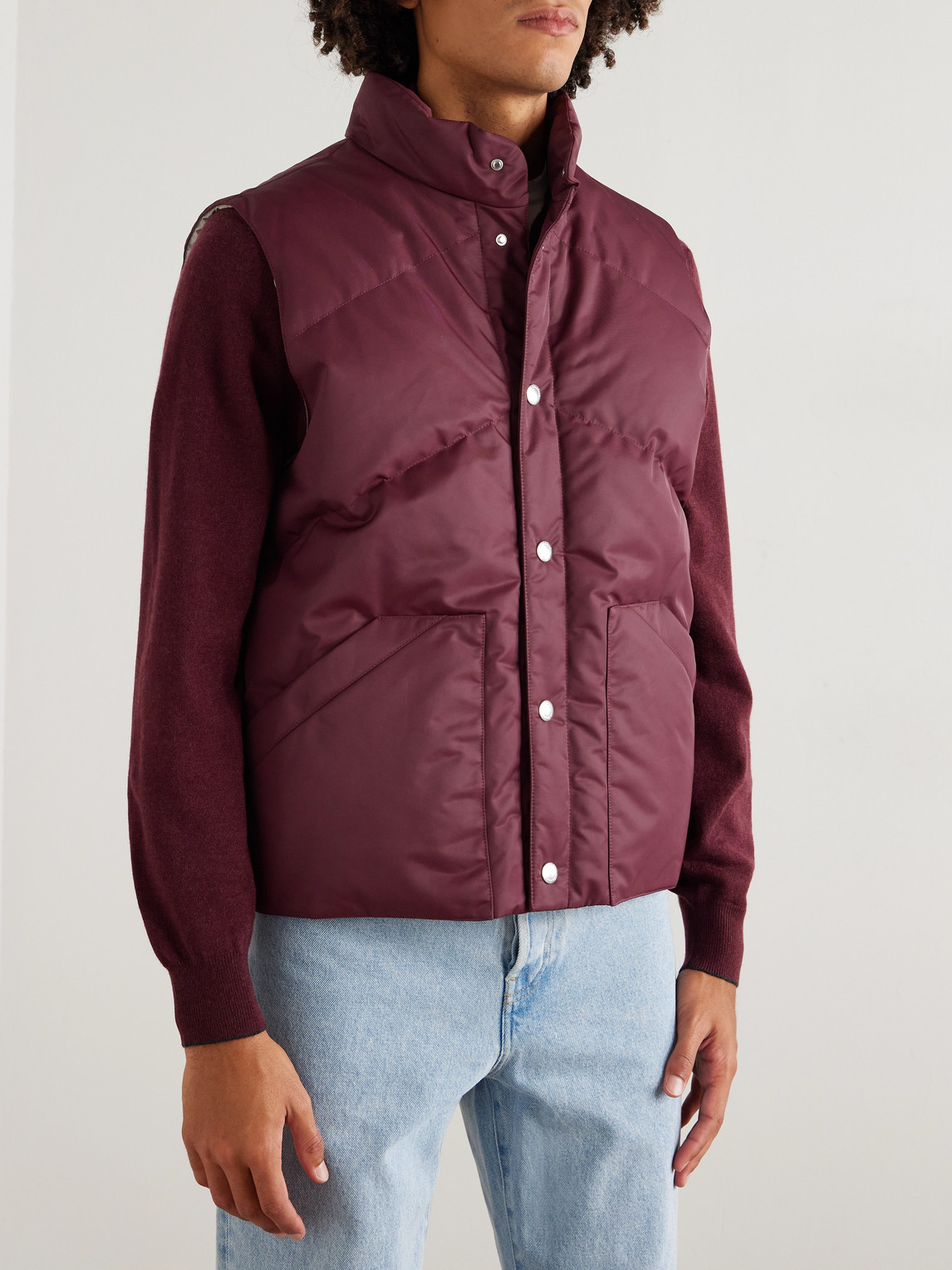  Brunello Cucinelli - Quilted Shell Down Gilet - Men - Burgundy - Xs 