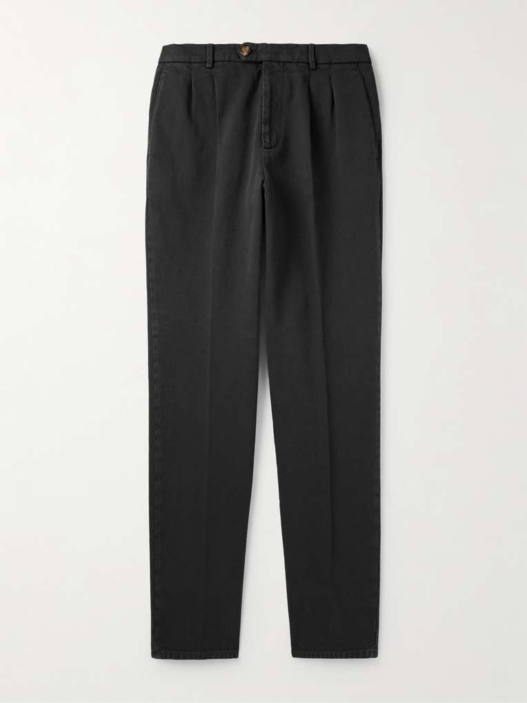 Brunello Cucinelli — Straight-Leg Pleated Cotton-Corduroy Trousers