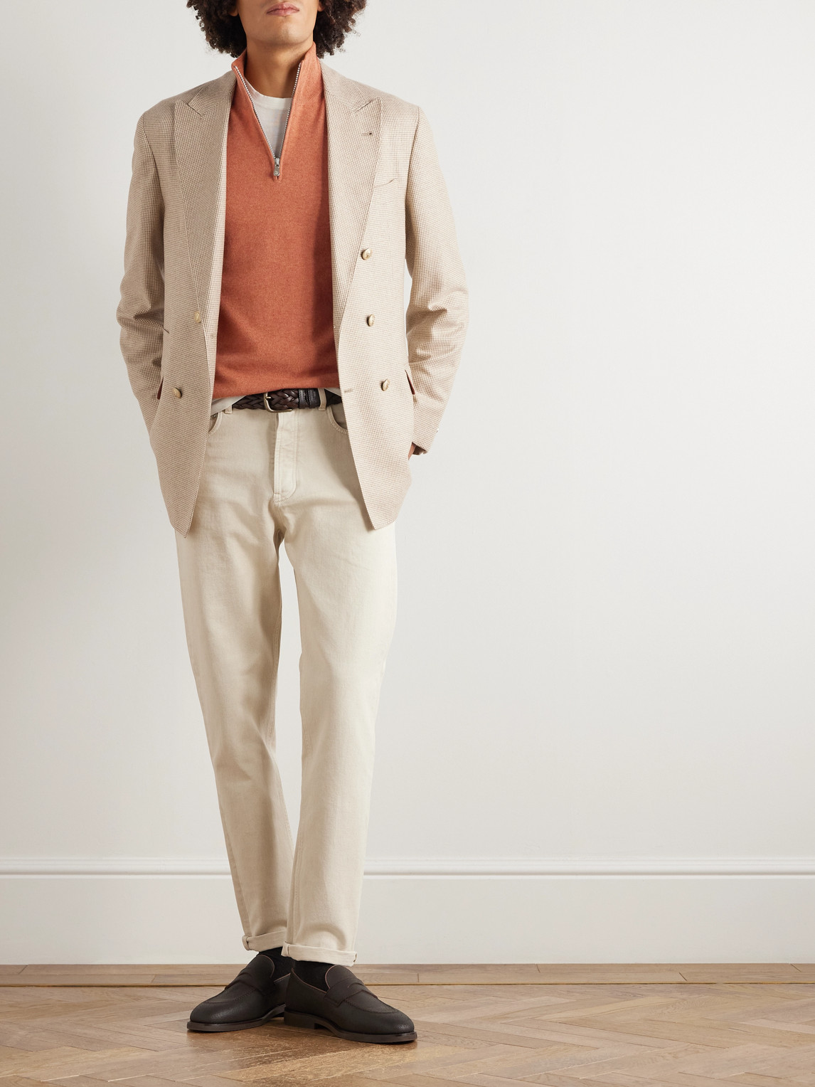 Brunello Cucinelli Cashmere Half-zip Sweater In Brown