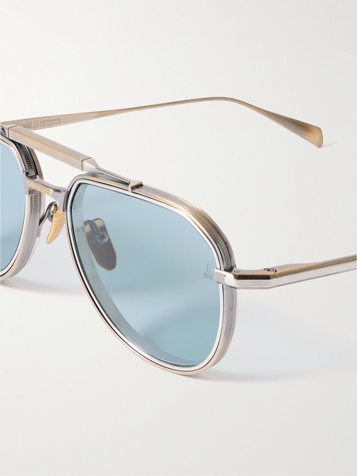 Jacques Marie Mage Yellowstone Vi 755m Aviator-style Gold And Silver-tone Beta Titanium Sunglasses In Blue
