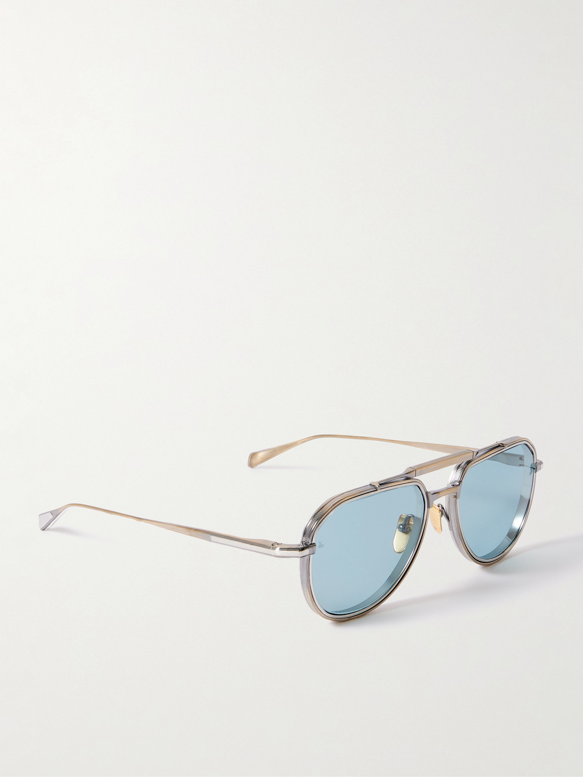 Jacques Marie Mage Yellowstone Vi 755m Aviator-style Gold And Silver-tone Beta Titanium Sunglasses In Blue