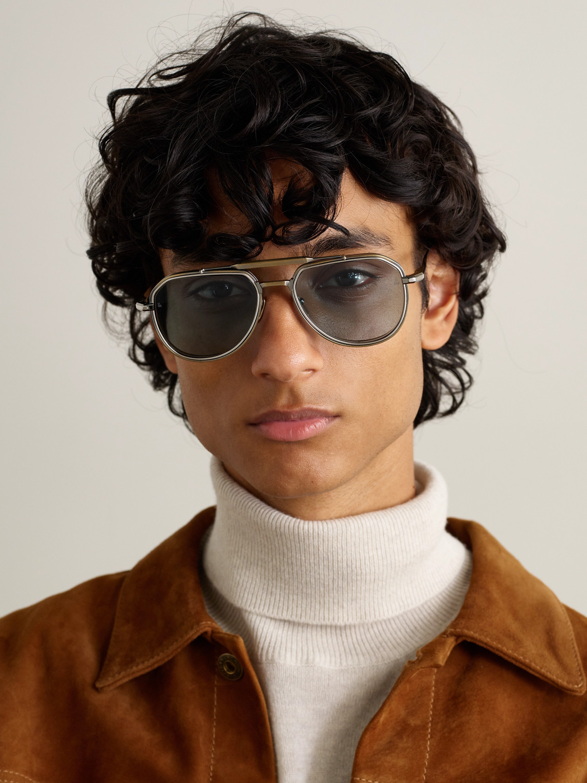 Jacques Marie Mage Yellowstone Vi 755m Aviator-style Gold And Silver-tone Beta Titanium Sunglasses In Blue