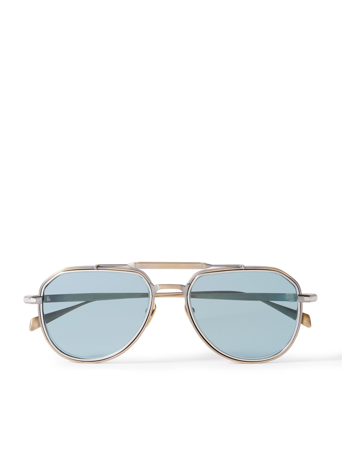 Jacques Marie Mage Yellowstone Vi 755m Aviator-style Gold And Silver-tone Beta Titanium Sunglasses In Blue