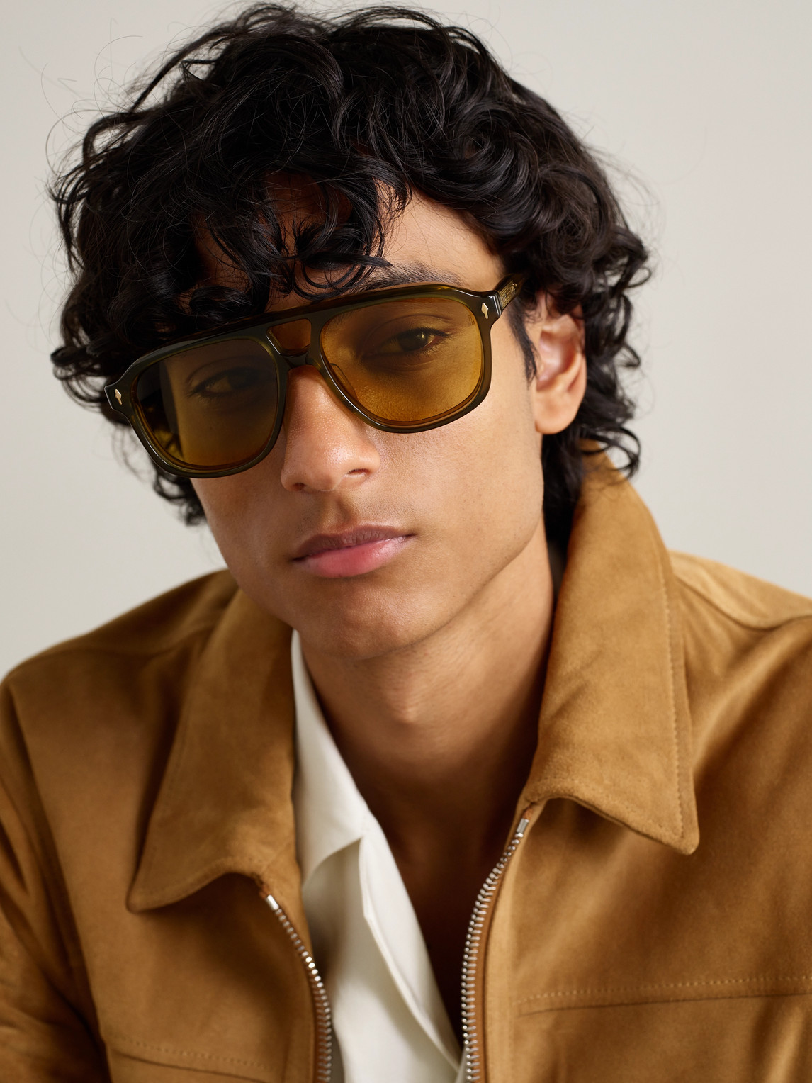 Jacques Marie Mage Yellowstone Vi Cougar Aviator-style Acetate Sunglasses In Brown