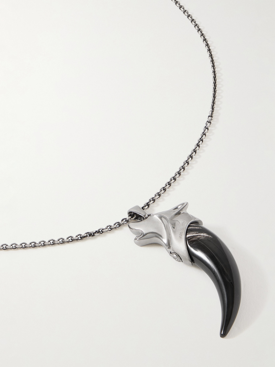 Jacques Marie Mage Yellowstone VI Faithful Rhodium-Plated, Horn and Blackjack Turquoise Pendant Necklace - Men