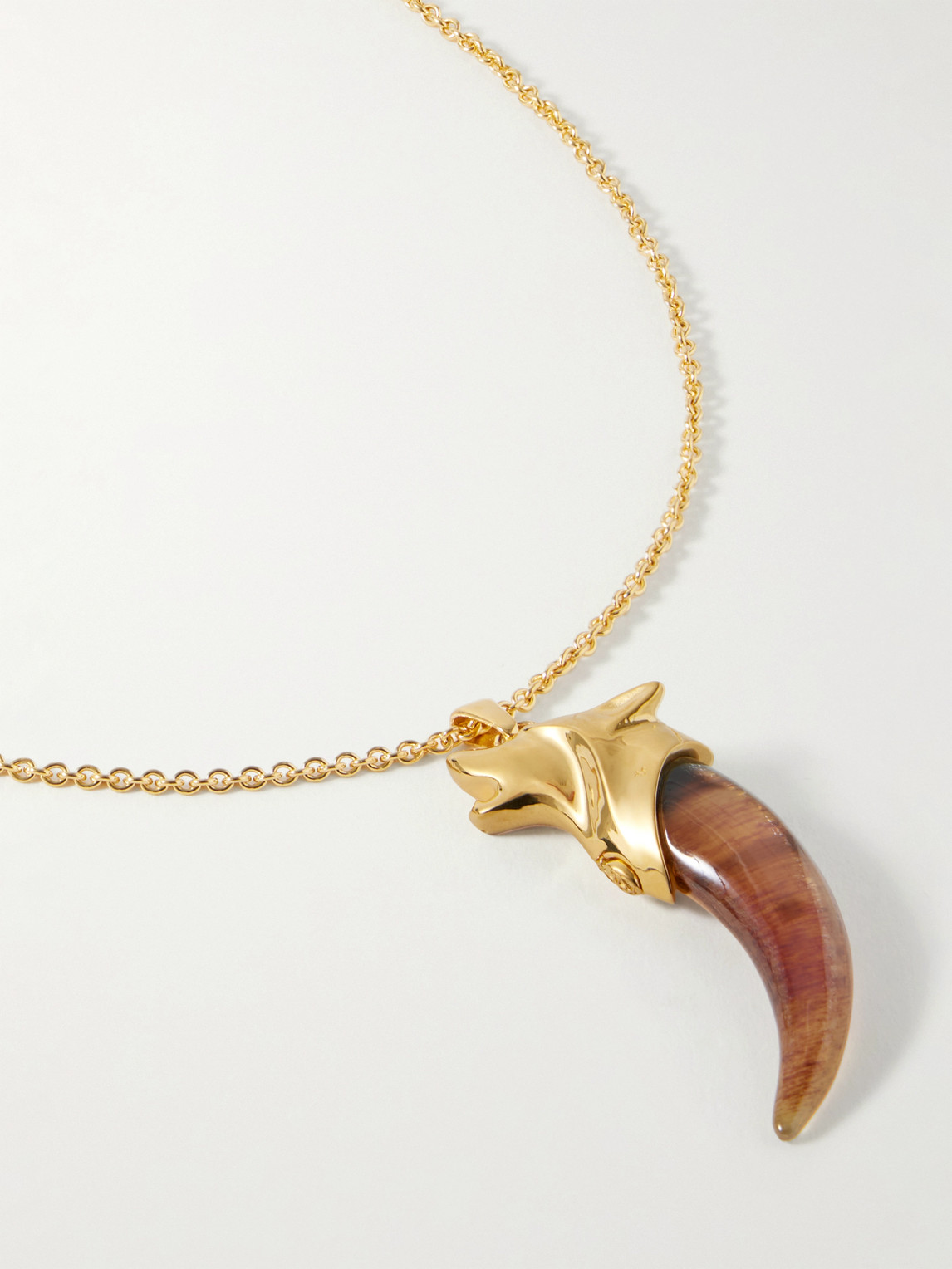 Jacques Marie Mage Yellowstone VI Faithful Gold-Plated, Horn and Tiger's Eye Pendant Necklace - Men