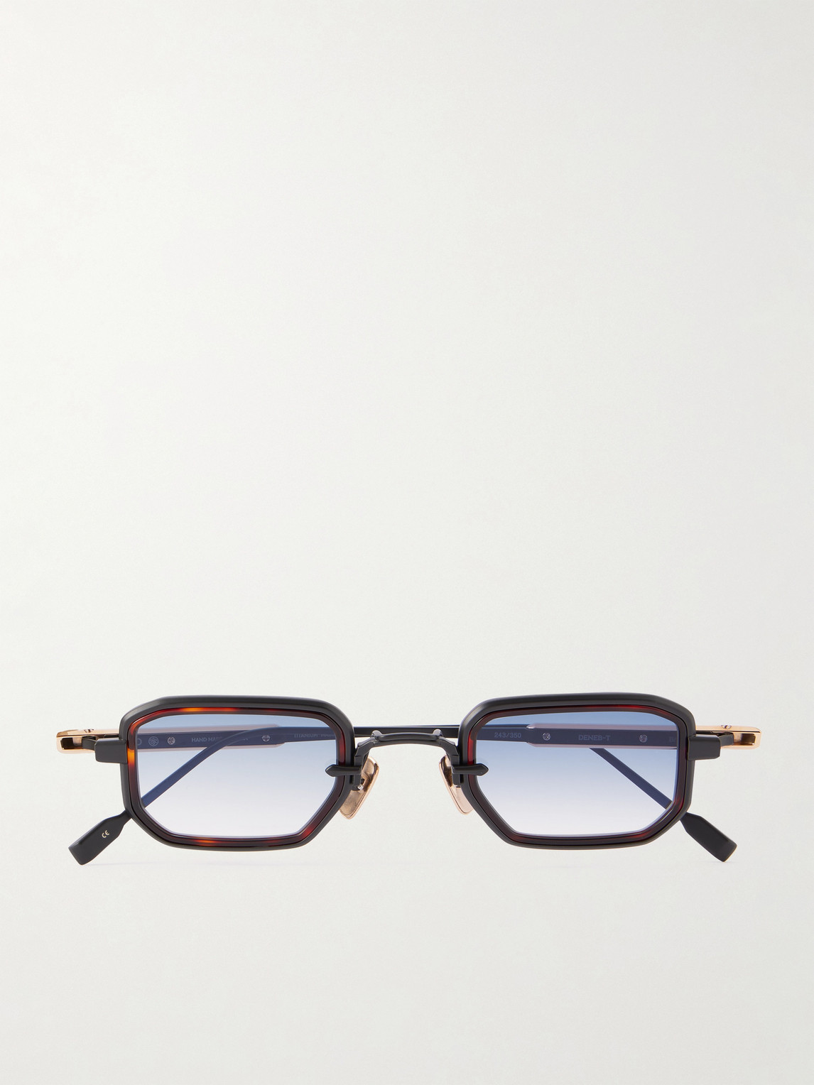 Sato Deneb-t Square-frame Titanium, Tortoiseshell Acetate And Gold-tone Sunglasses In Brown