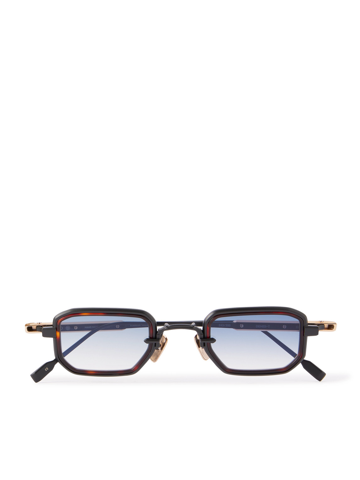 Sato Deneb-t Square-frame Titanium, Tortoiseshell Acetate And Gold-tone Sunglasses In Brown